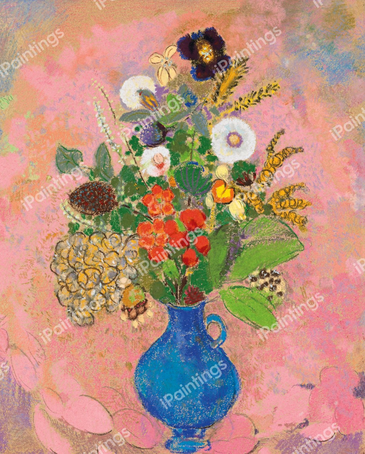 Fleurs . The painting by Odilon Redon