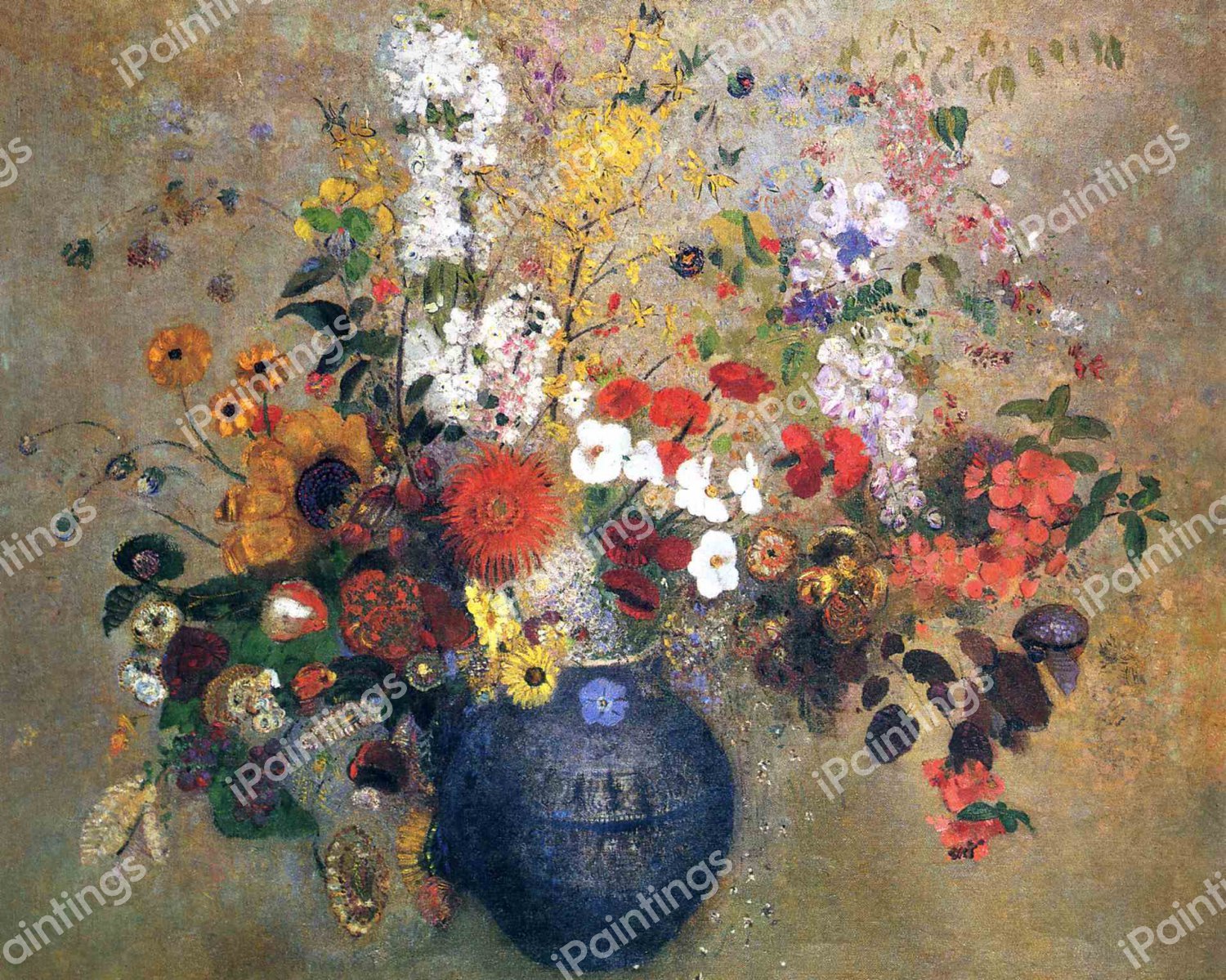Flower Bouquet. The painting by Odilon Redon