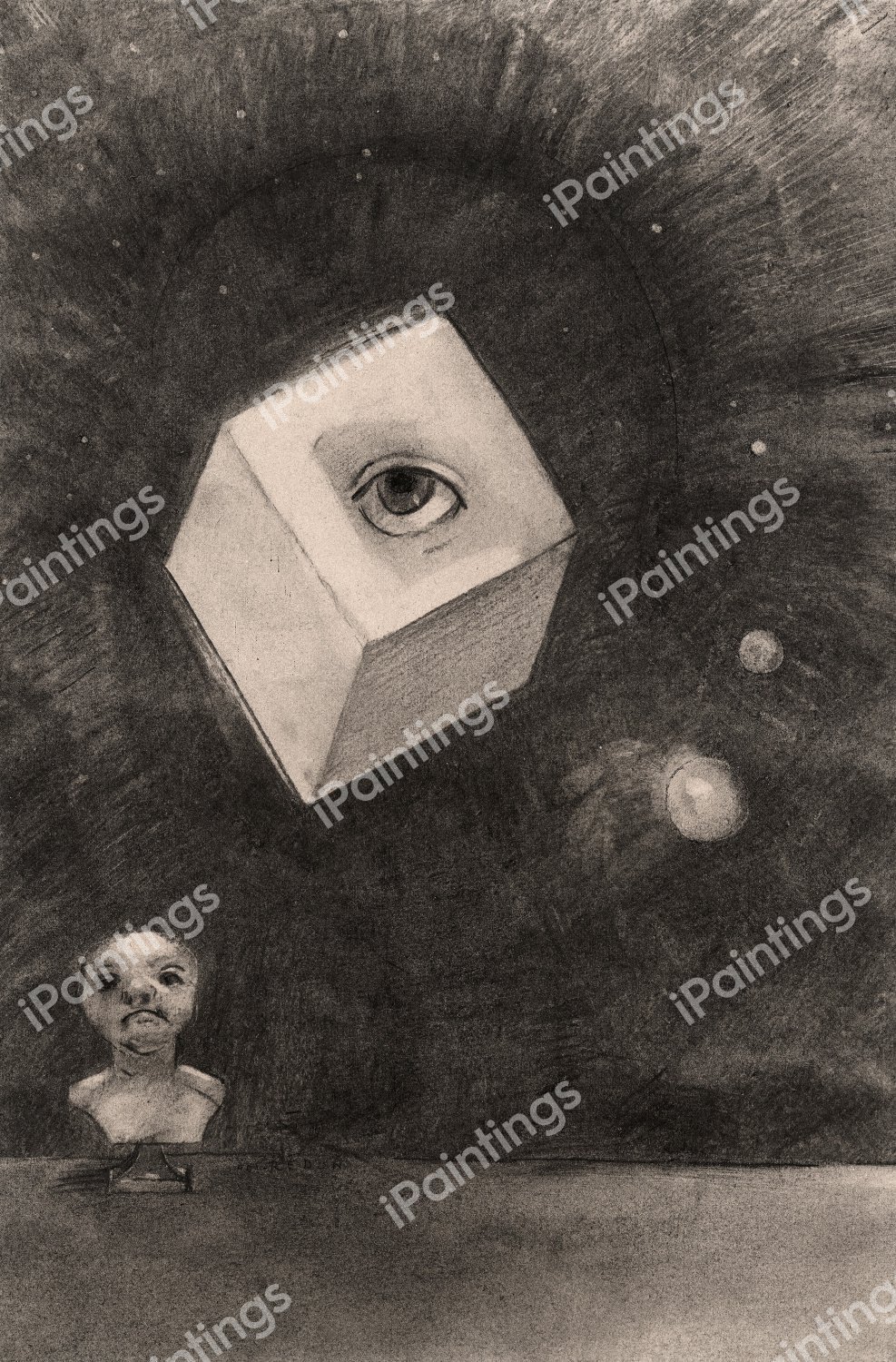 The Cube. The painting by Odilon Redon