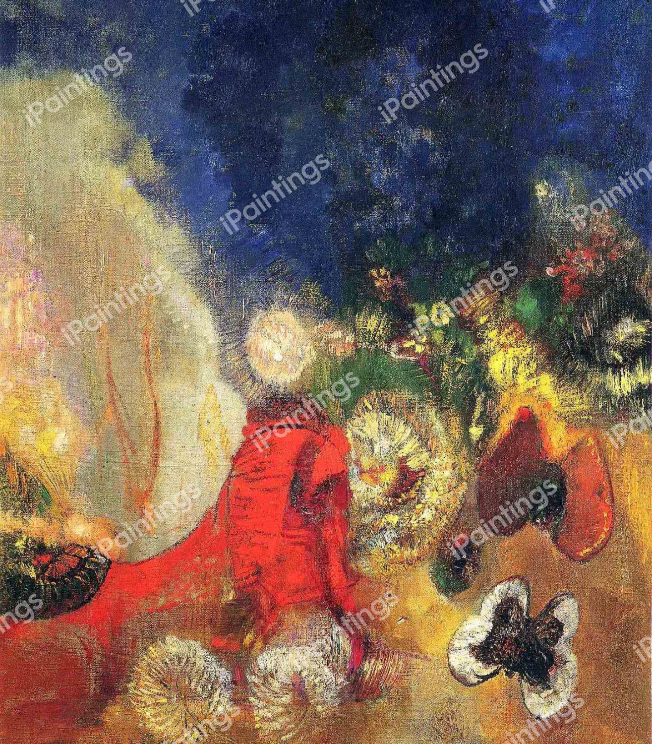 The Red Sphinx. The painting by Odilon Redon