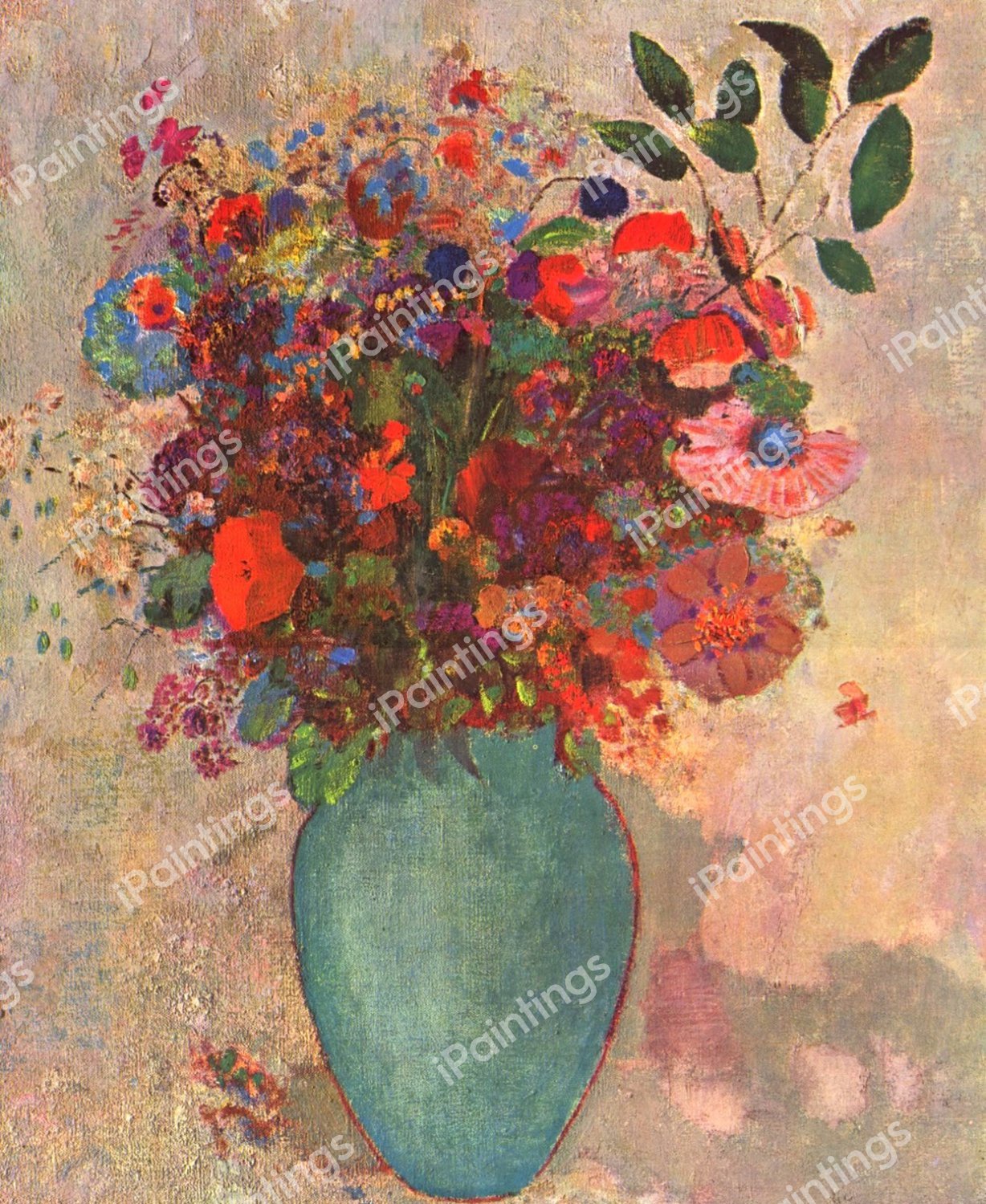 The Turquoise Vase 1. The painting by Odilon Redon