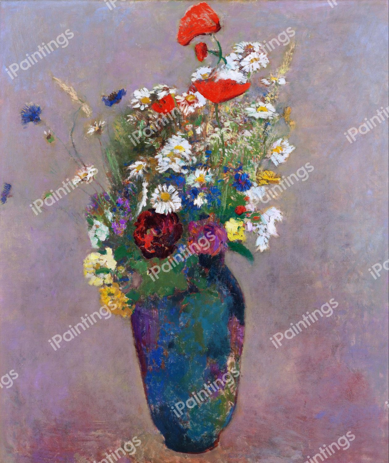 The Vase of Flowers. The painting by Odilon Redon