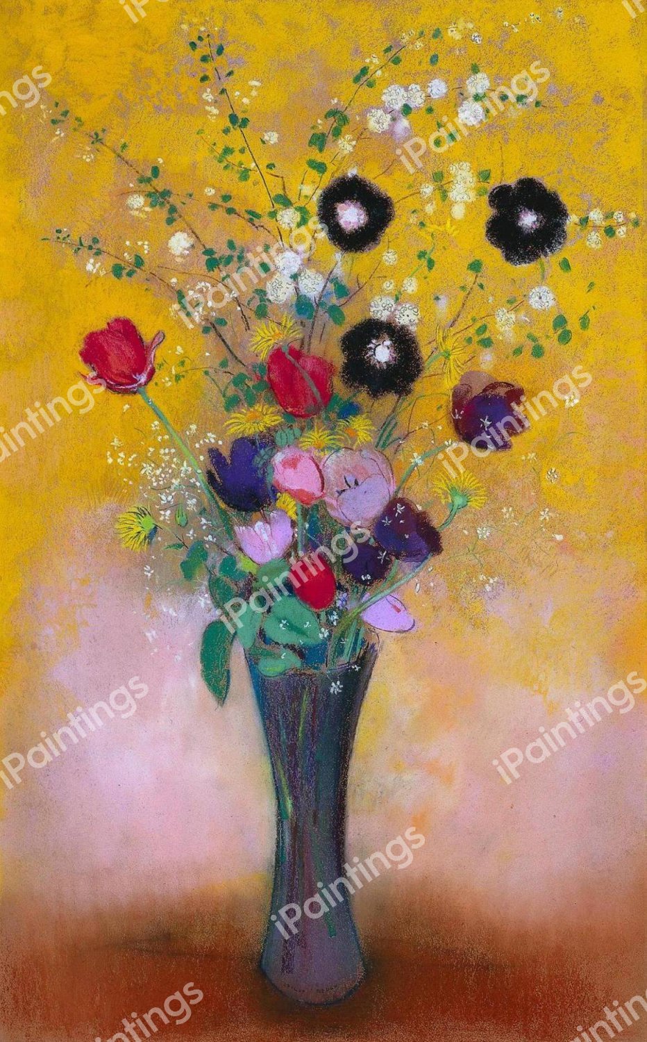 Vase of Flowers 2. The painting by Odilon Redon