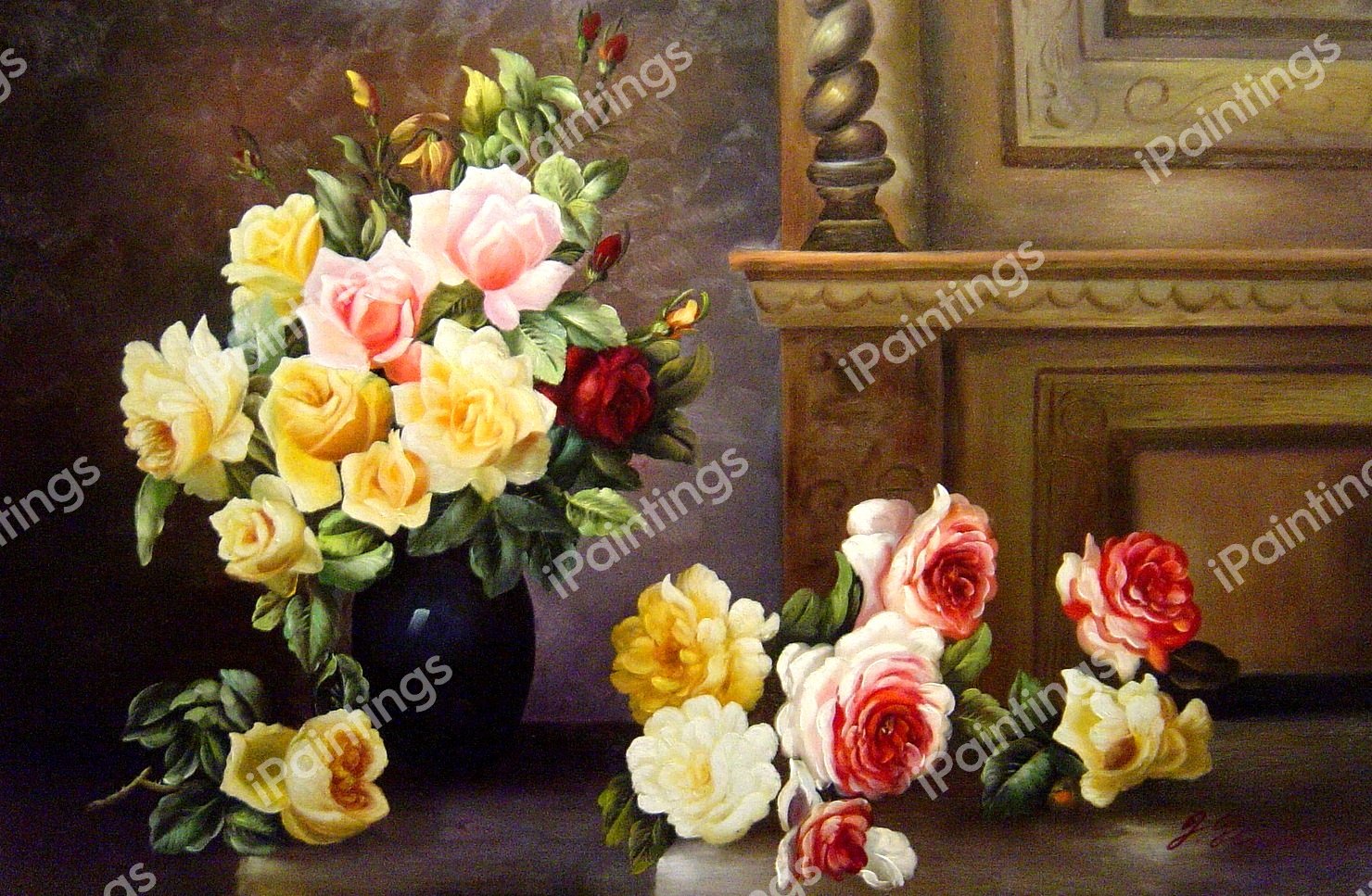 Still Life Of Roses. The painting by Olaf Hermansen