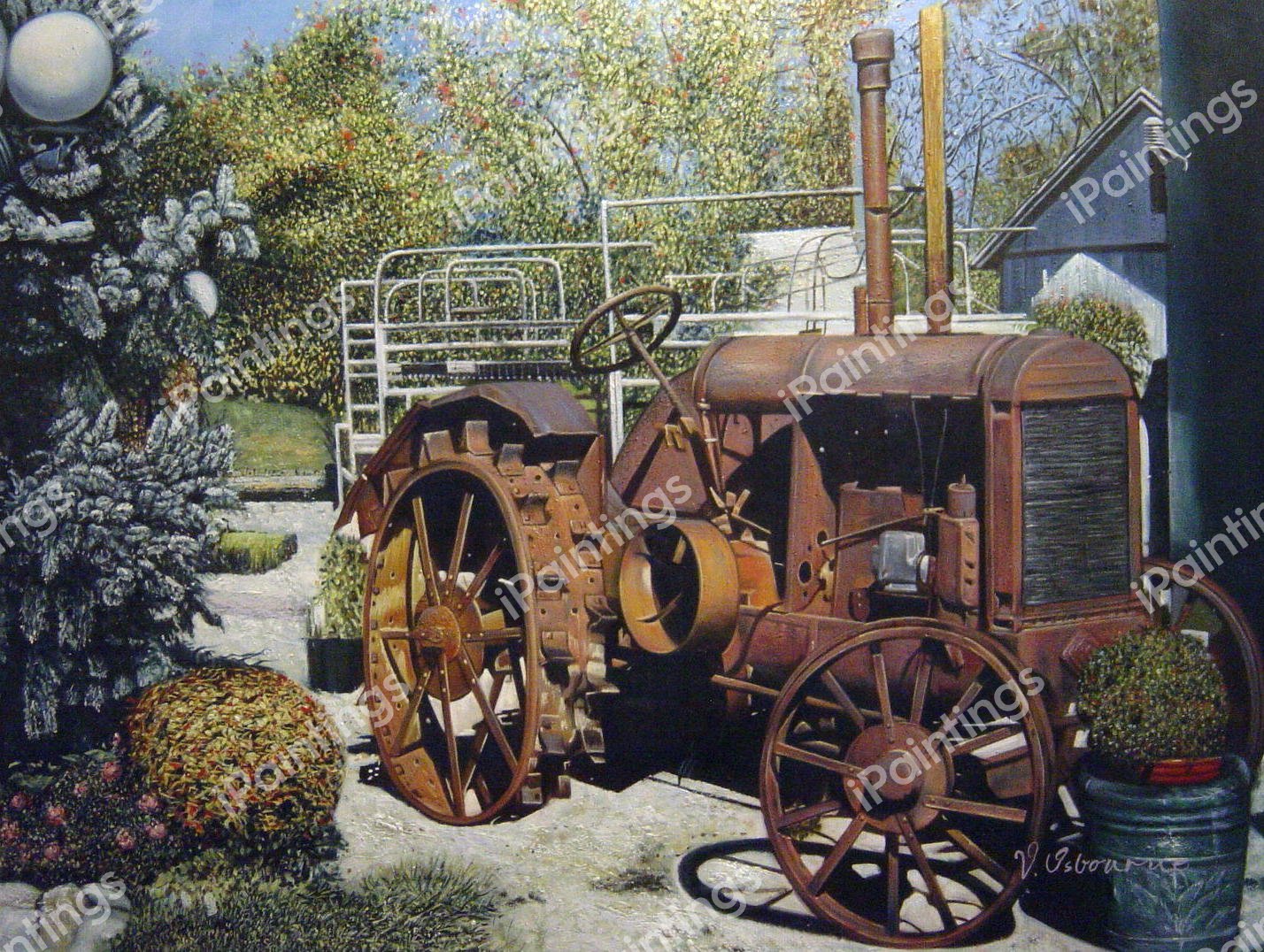 Old Farm Tractor. The painting by Our Originals