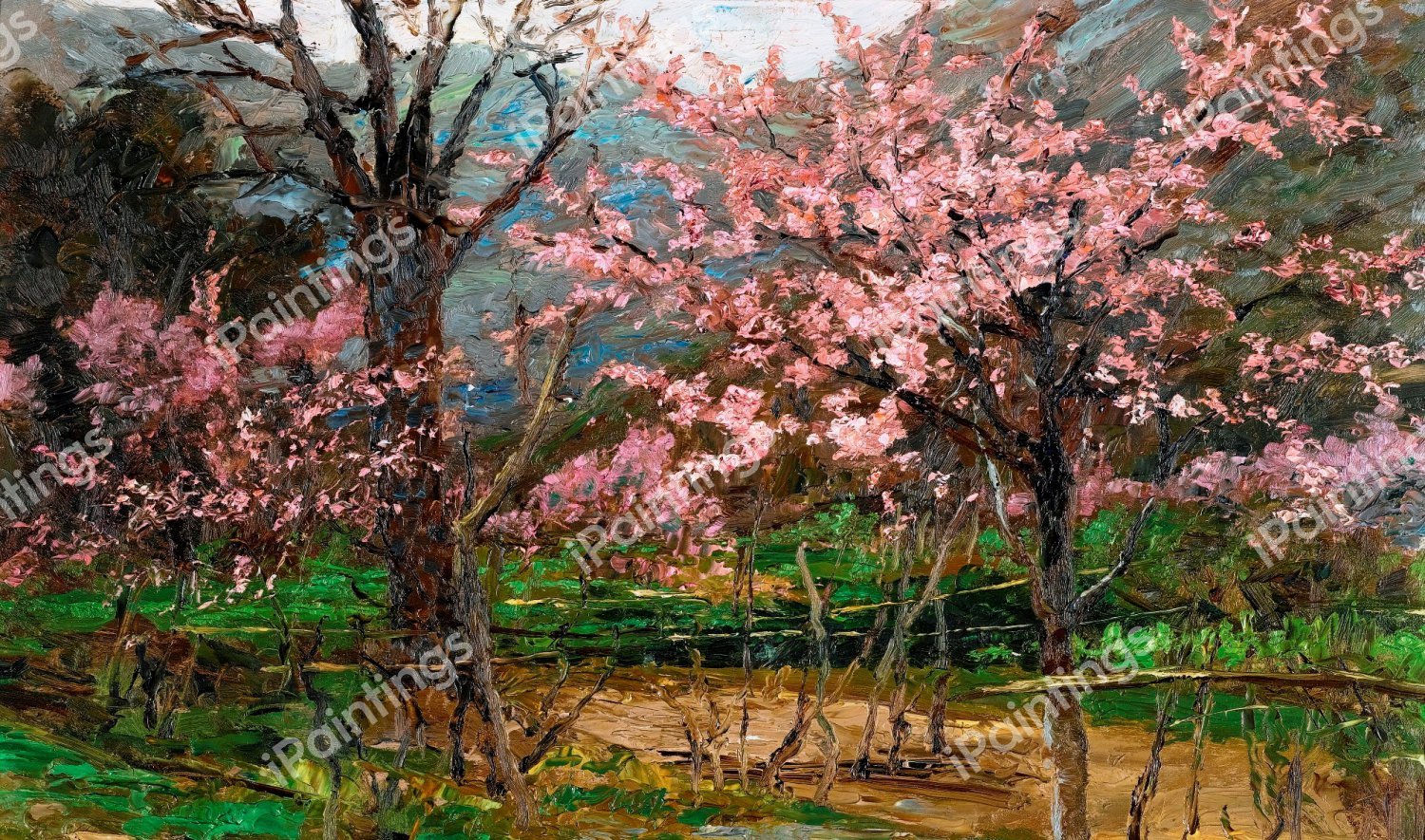 A Colorful Spring Blossom. The painting by Olga Wisinger-Florian