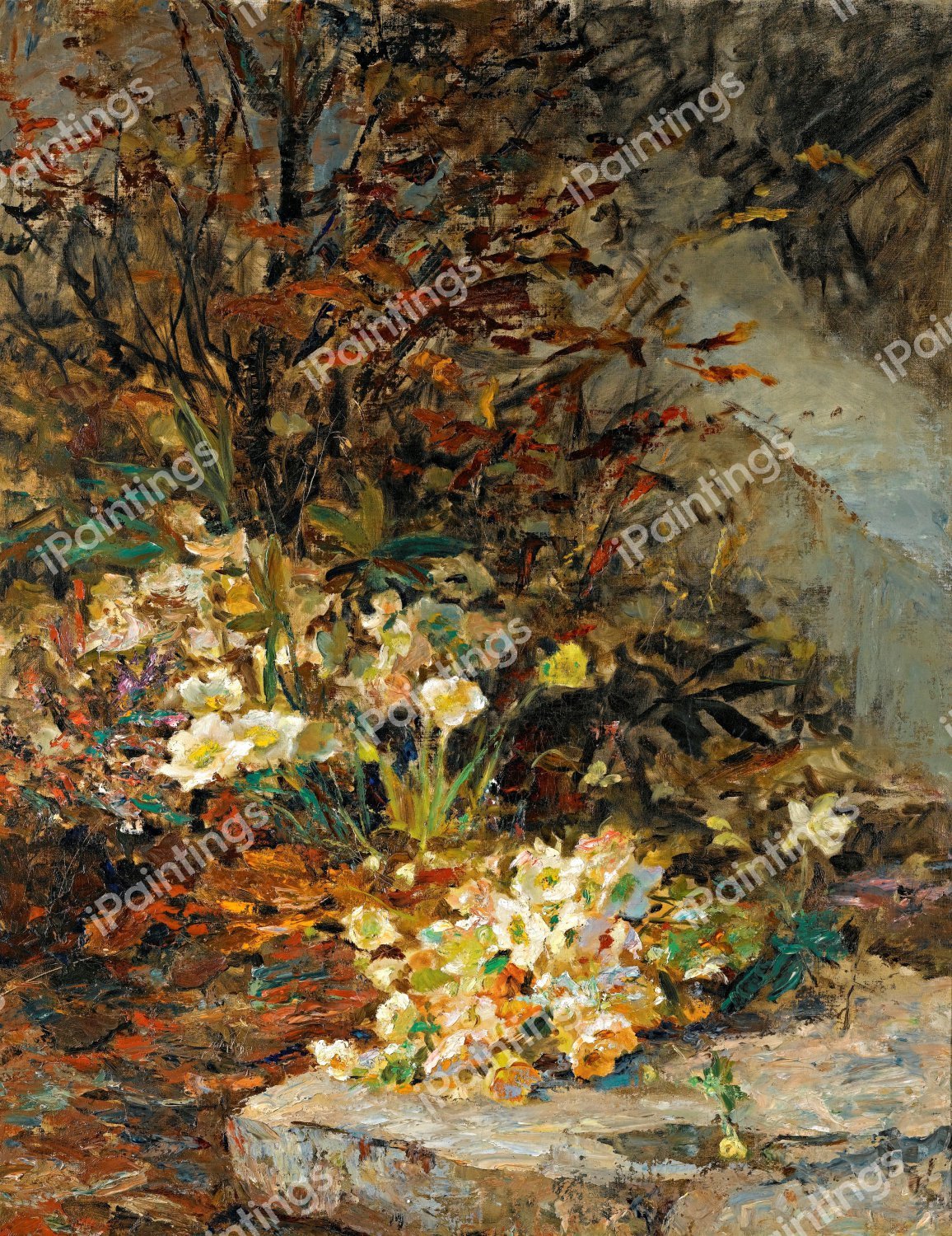 Hellebores. The painting by Olga Wisinger-Florian