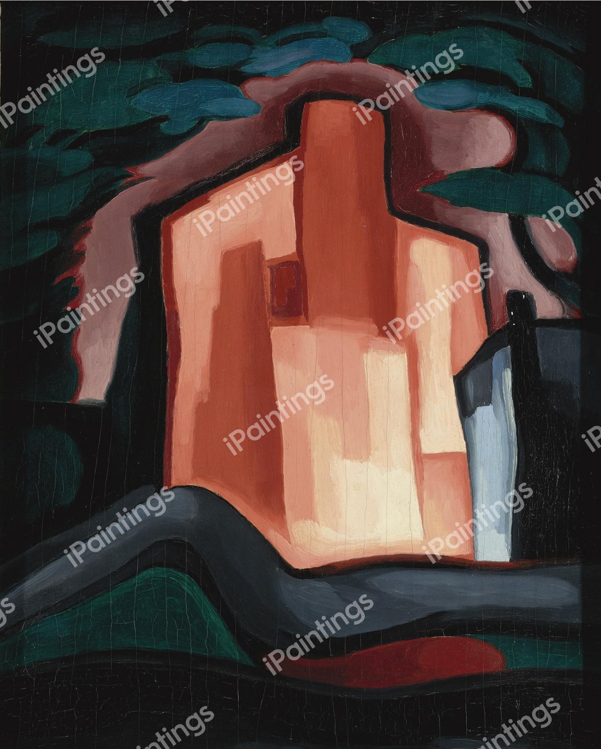 House in the Night. The painting by Oscar Bluemner