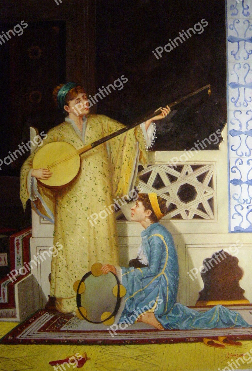 The Musician Girls. The painting by Osman Hamdy-Bay