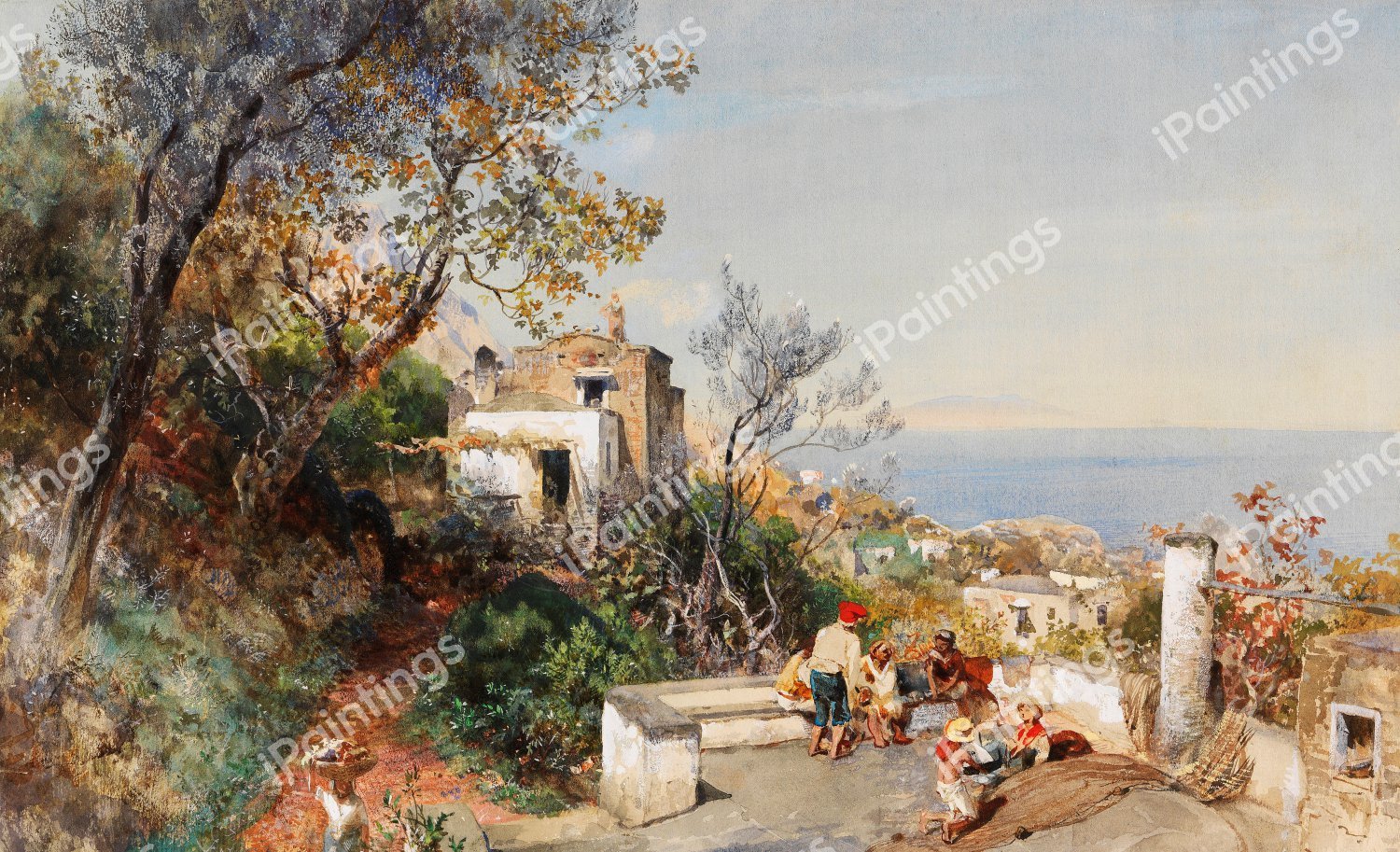 Panoramic View over the Bay of Naples. The painting by Oswald Achenbach