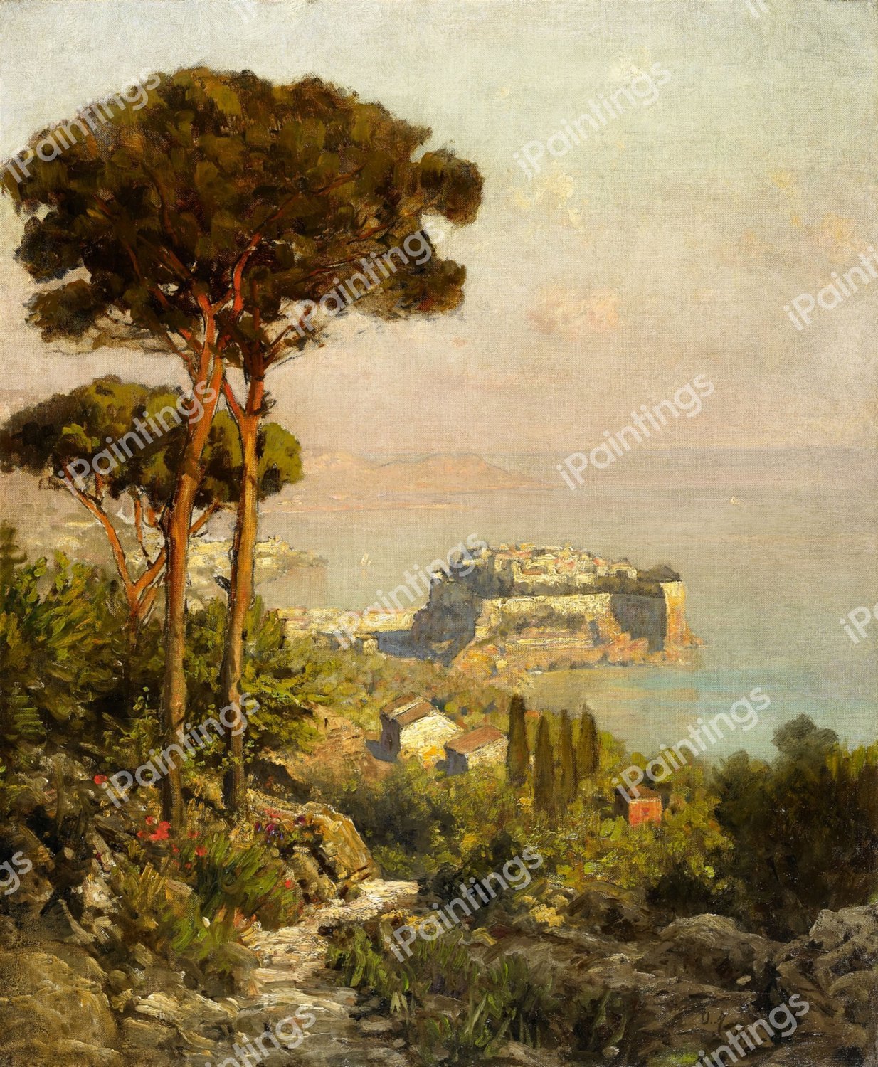 View of the Bay of Naples. The painting by Oswald Achenbach