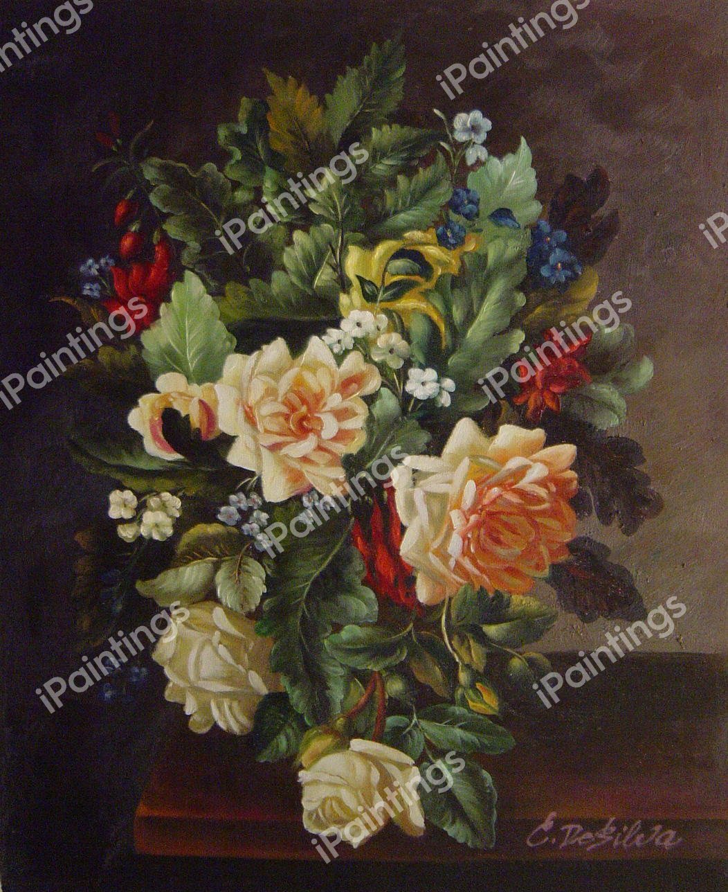 Still Life With Yellow Roses And Freesia. The painting by Otto Didrik Ottesen