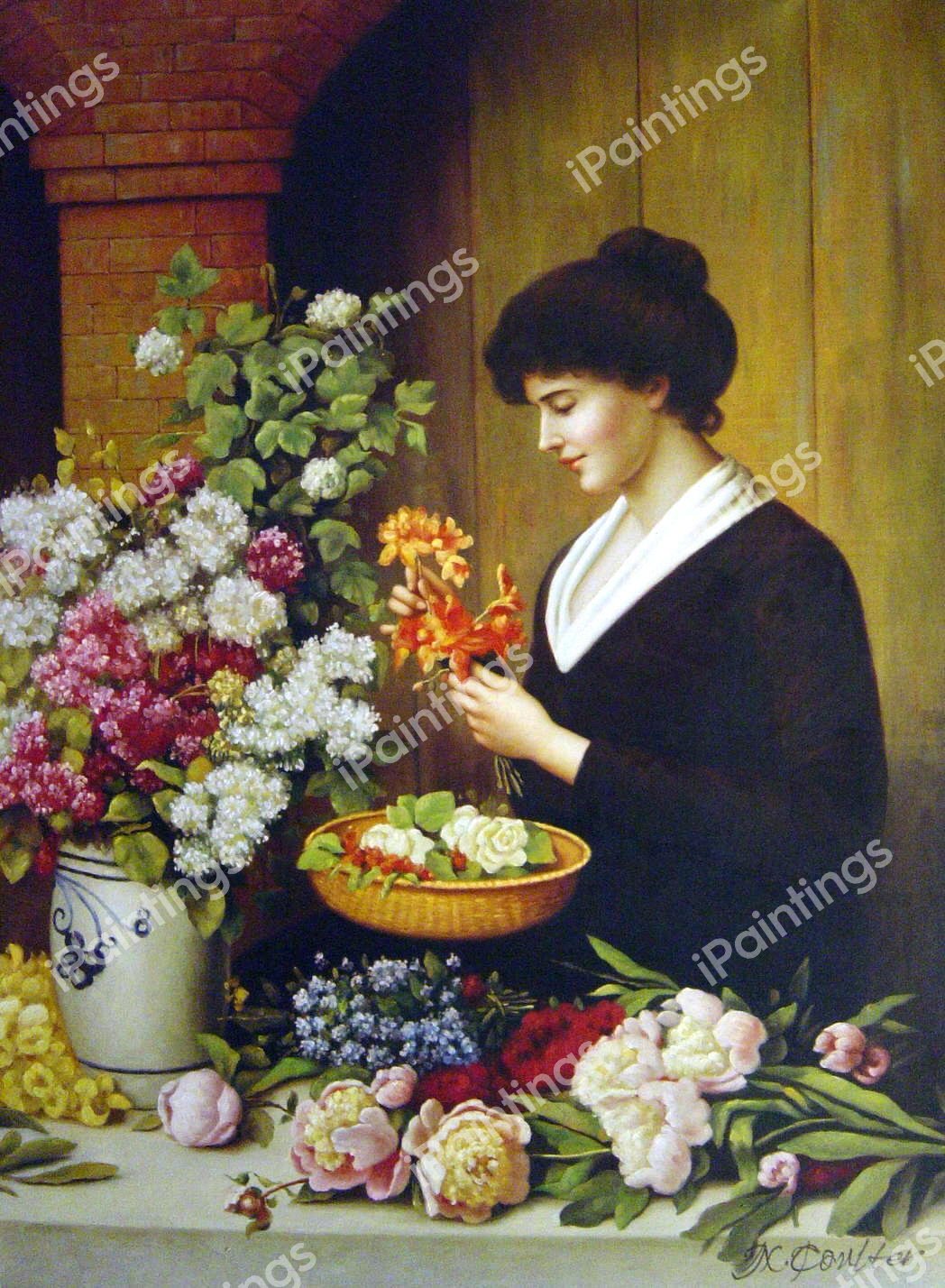 The Flower Arrangement. The painting by Otto Scholderer