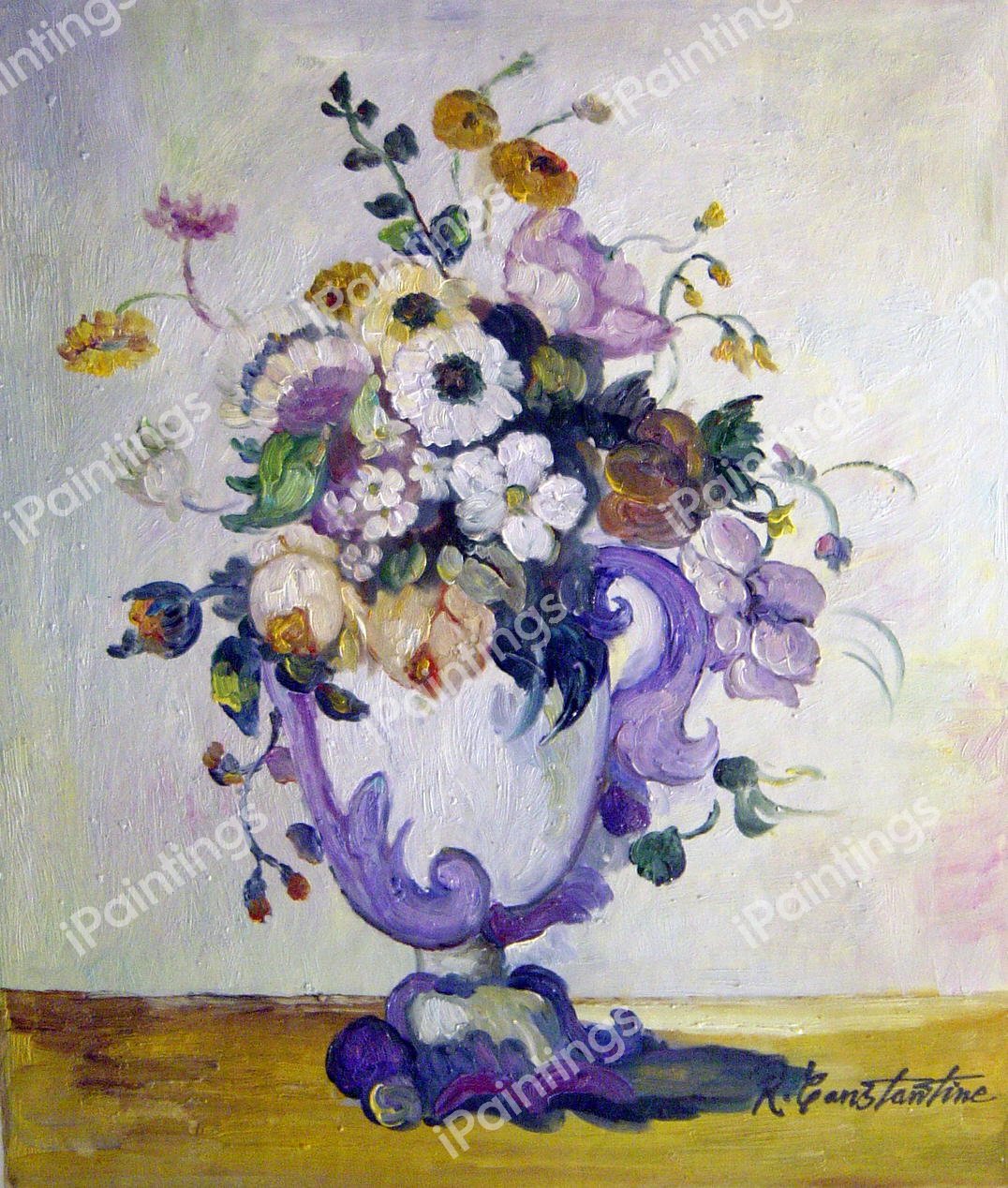 A Vase Of Flowers. The painting by Paul Cezanne