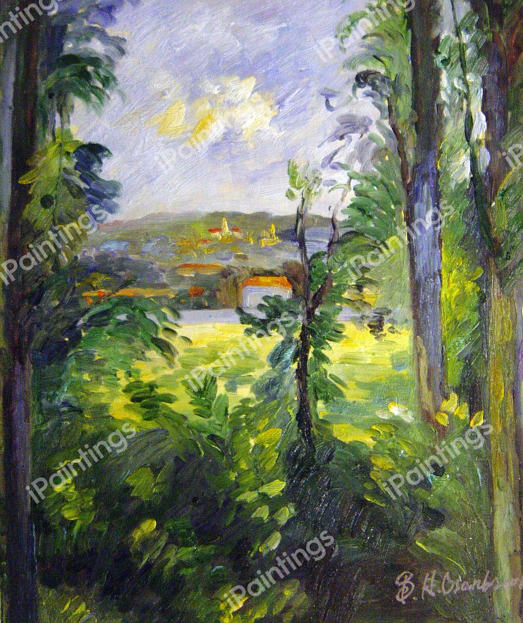 Auvers-Sur-Oise, View From Nearby. The painting by Paul Cezanne