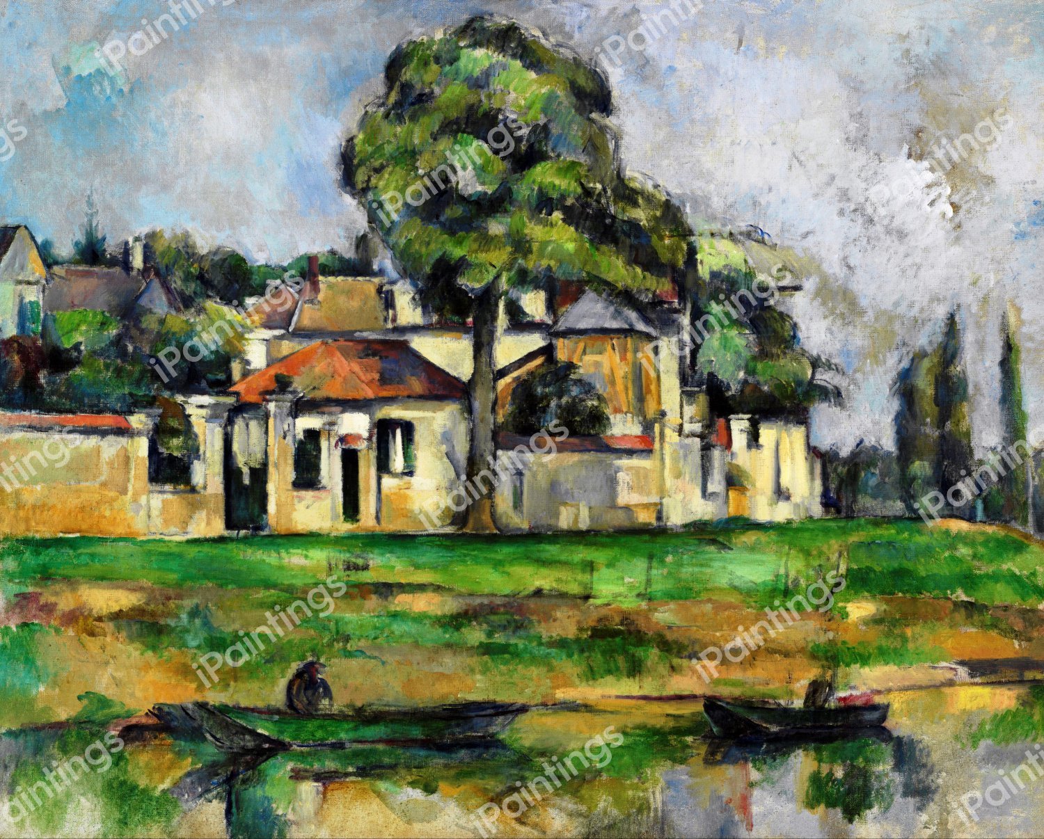 Banks of the Marne. The painting by Paul Cezanne