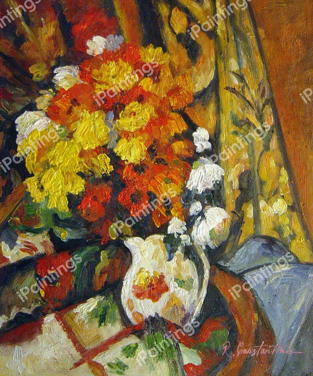 Chrysanthemums. The painting by Paul Cezanne