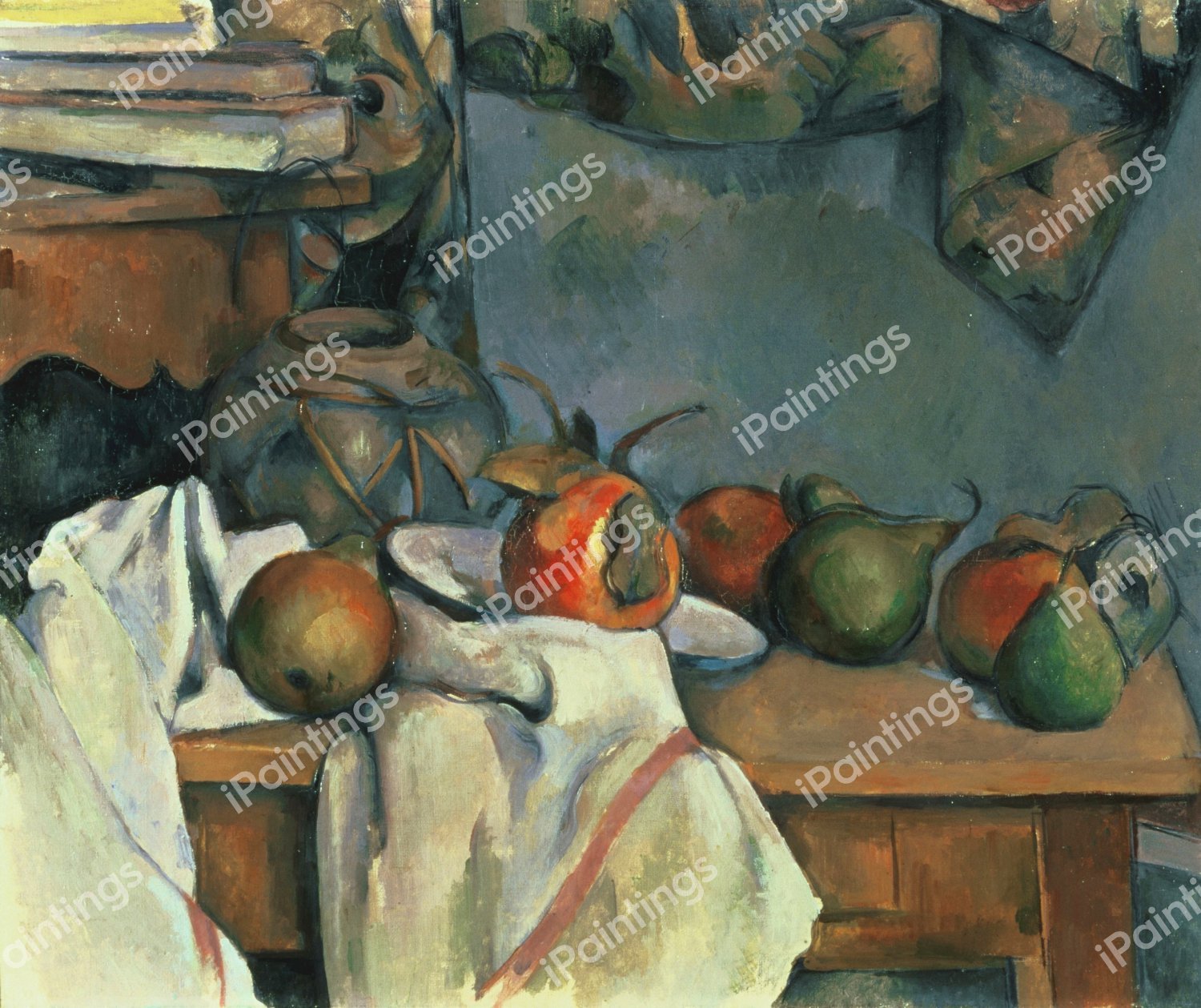 Ginger Pot with Pomegranate and Pears. The painting by Paul Cezanne