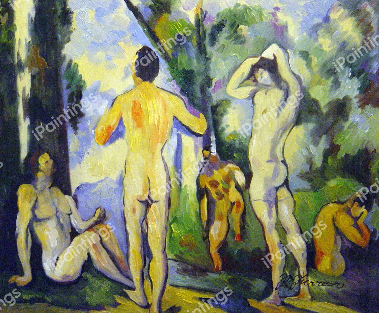 Group Of Bathers. The painting by Paul Cezanne
