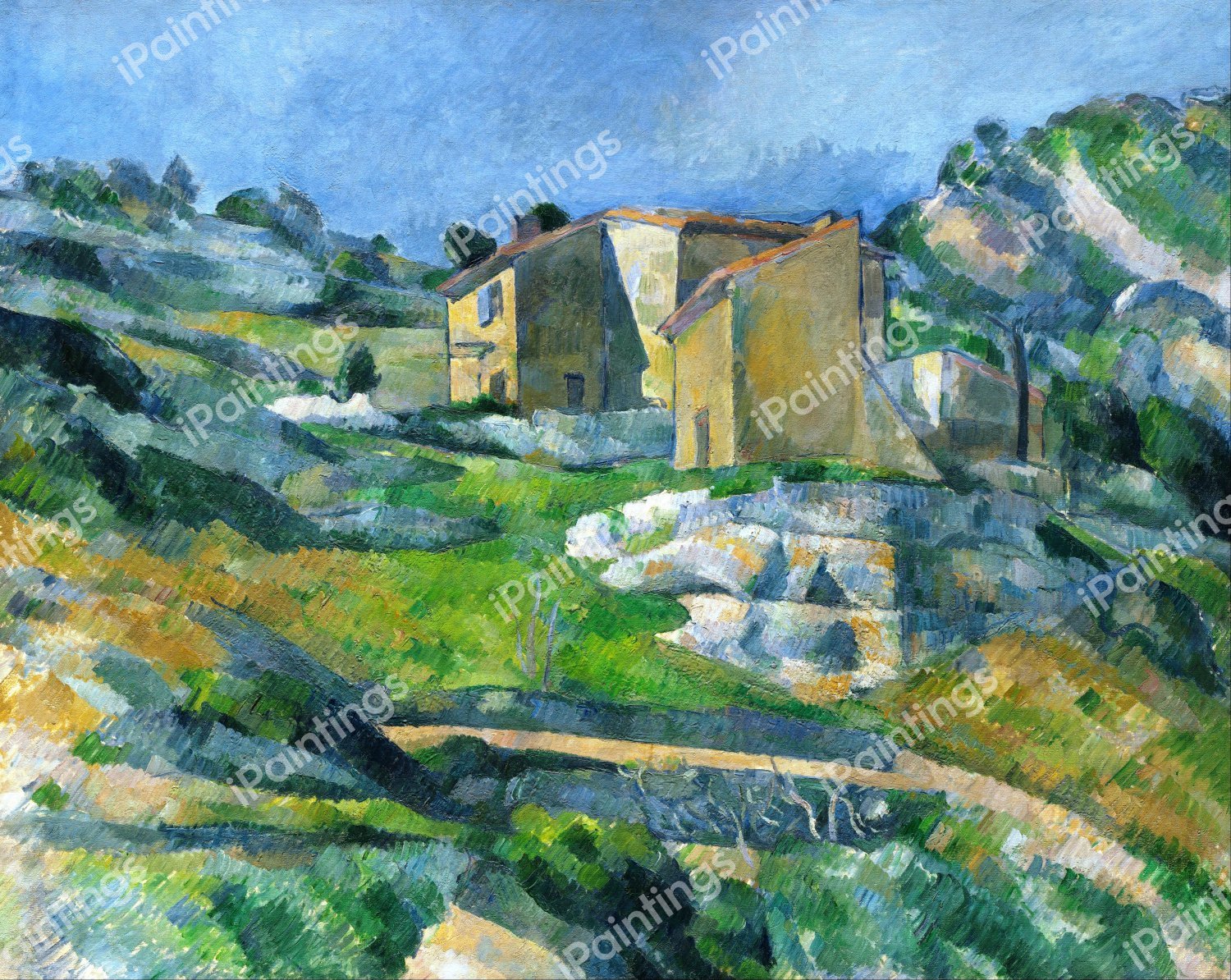Houses in Provence, the Riaux Valley near L'Estaque. The painting by Paul Cezanne