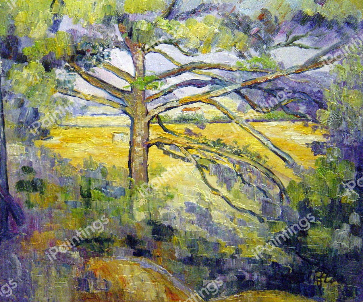 Large Pine And Red Earth. The painting by Paul Cezanne