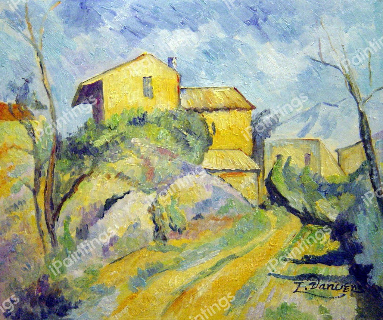 Maison Maria With A View Of Chateau Noir. The painting by Paul Cezanne