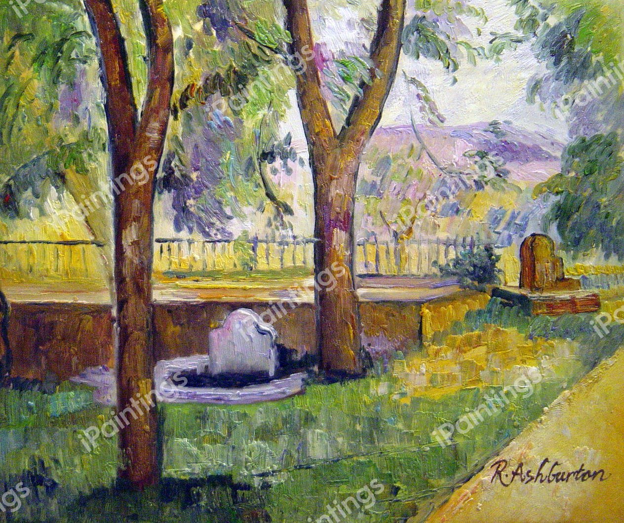 Near The Pool At The Jas De Bouffan. The painting by Paul Cezanne
