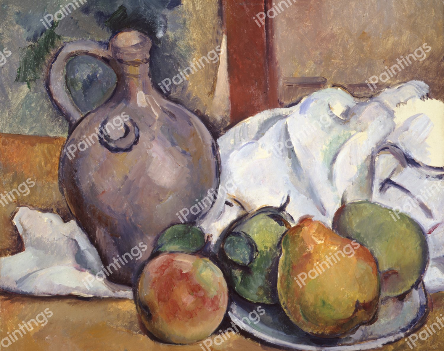 Pitcher and Plate of Pears. The painting by Paul Cezanne