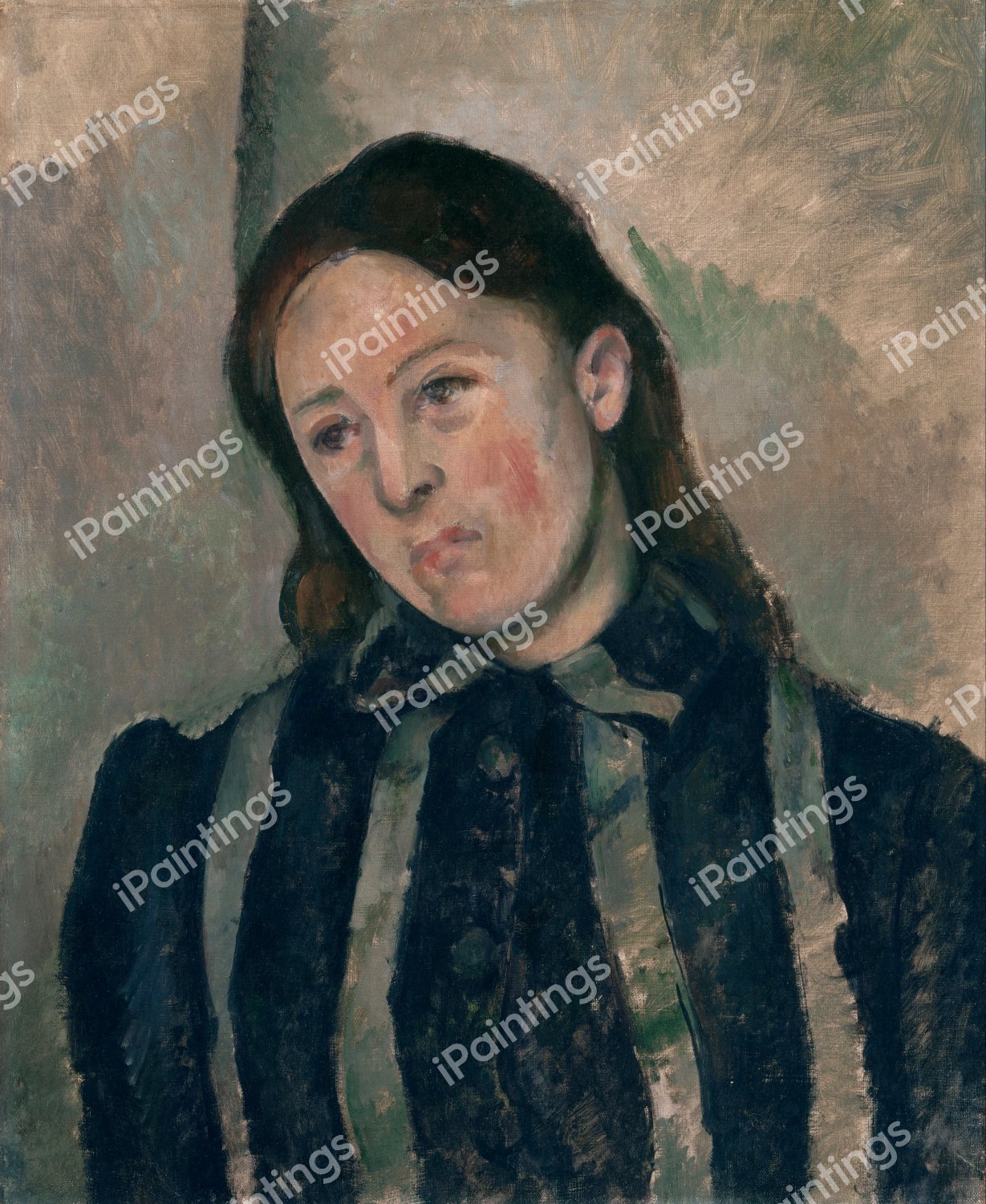 Portrait of Madame Cezanne. The painting by Paul Cezanne