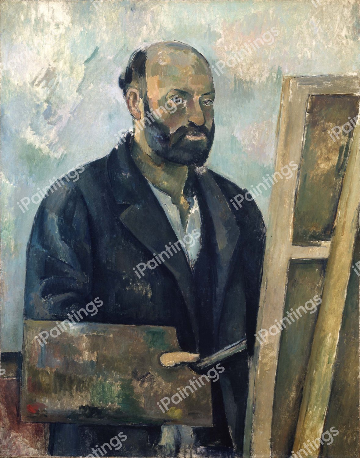 Self Portrait with Palette. The painting by Paul Cezanne