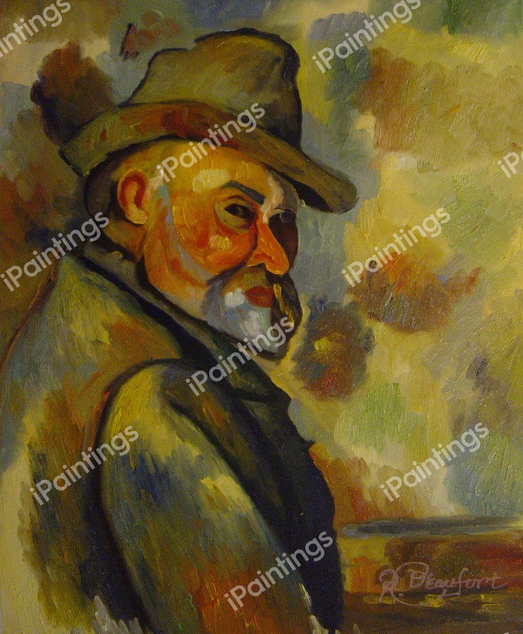 Self-Portrait With Soft Hat. The painting by Paul Cezanne