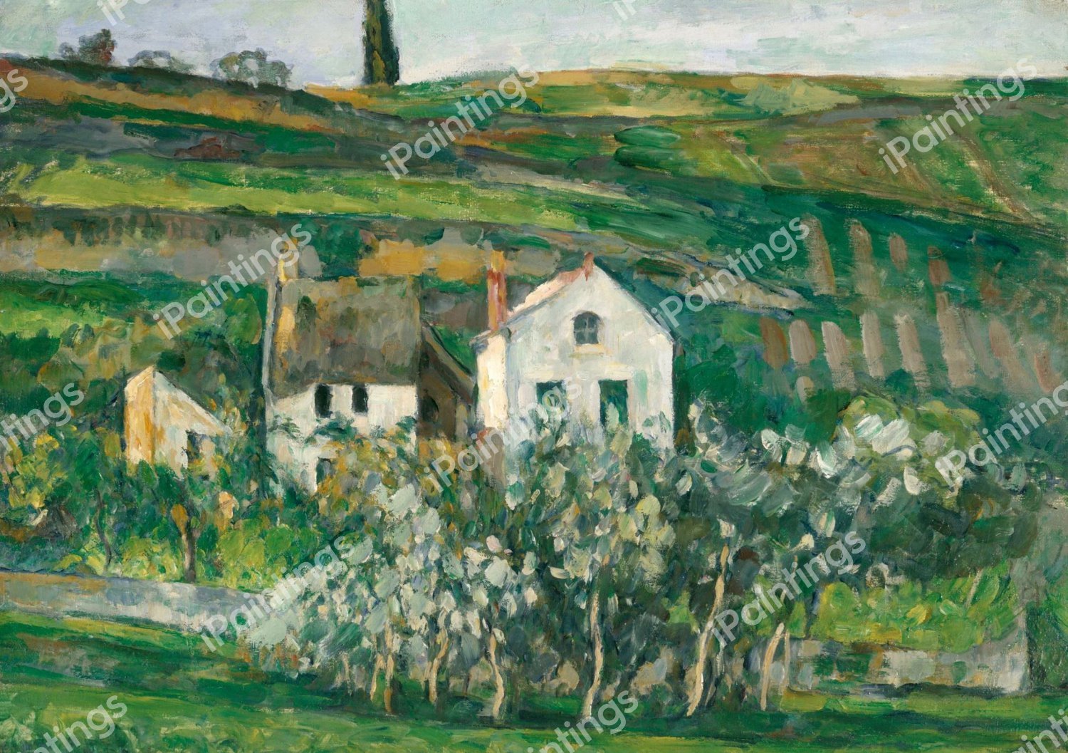Small Houses In Pontoise. The painting by Paul Cezanne