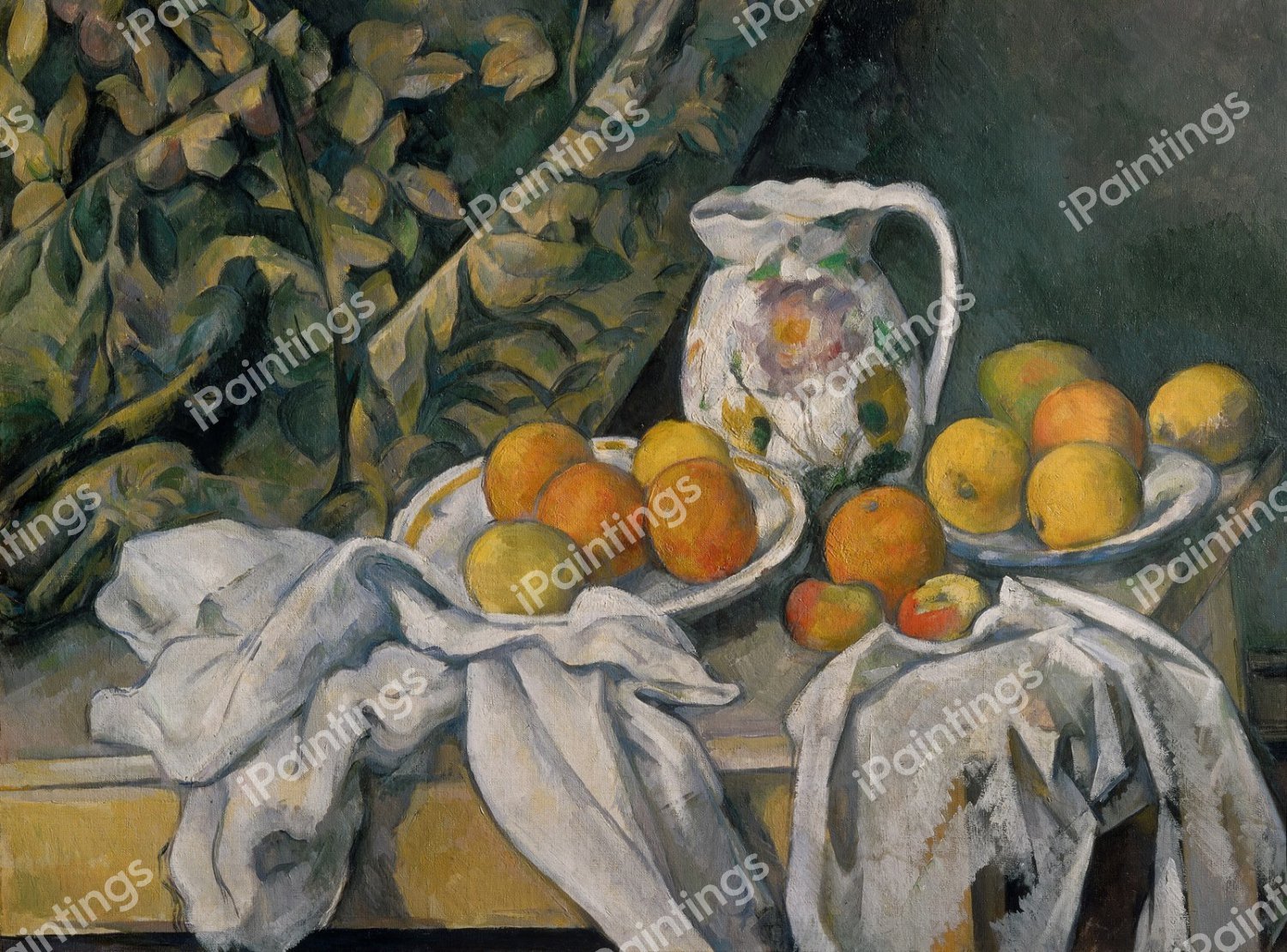 Still Life With Drapery. The painting by Paul Cezanne