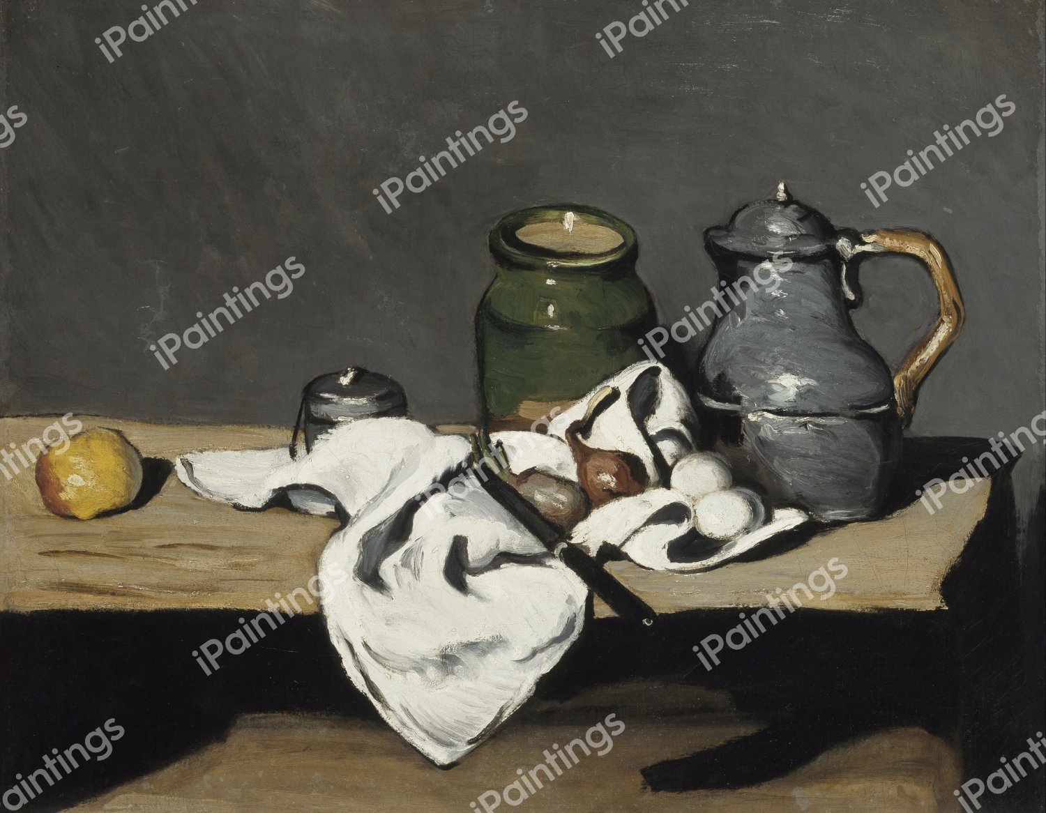 Still Life with Kettle. The painting by Paul Cezanne
