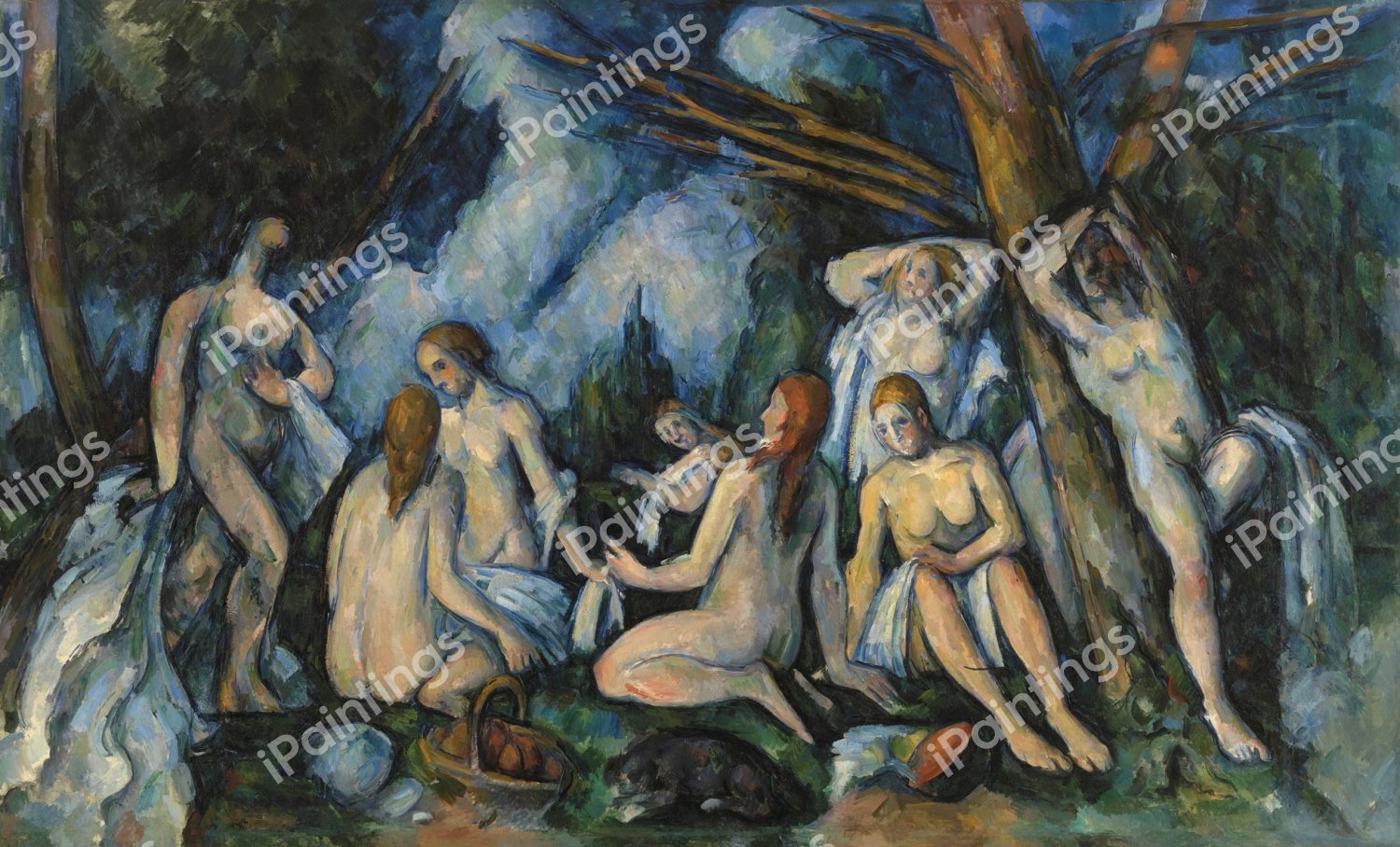 The Bathers 2. The painting by Paul Cezanne