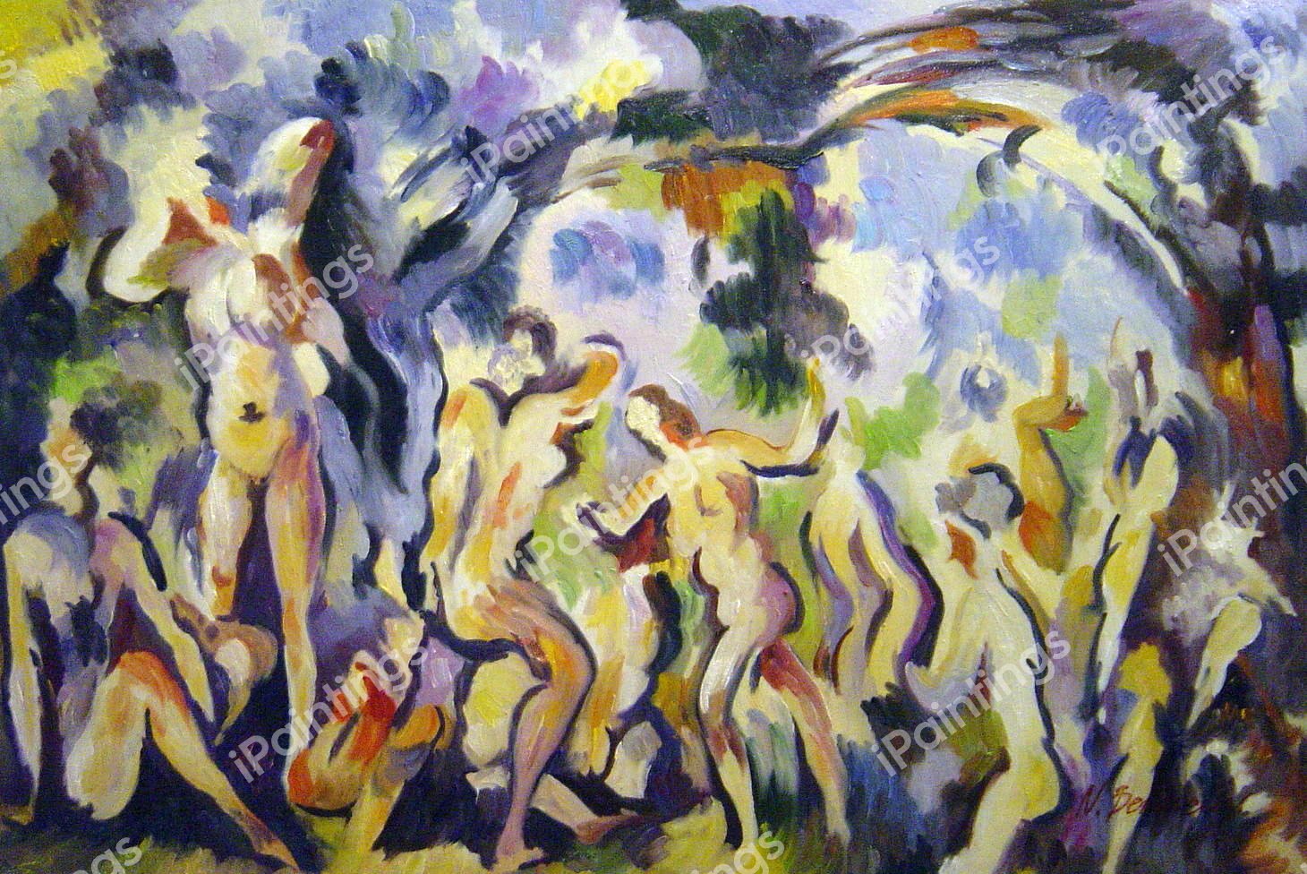 The Bathers-A Study. The painting by Paul Cezanne