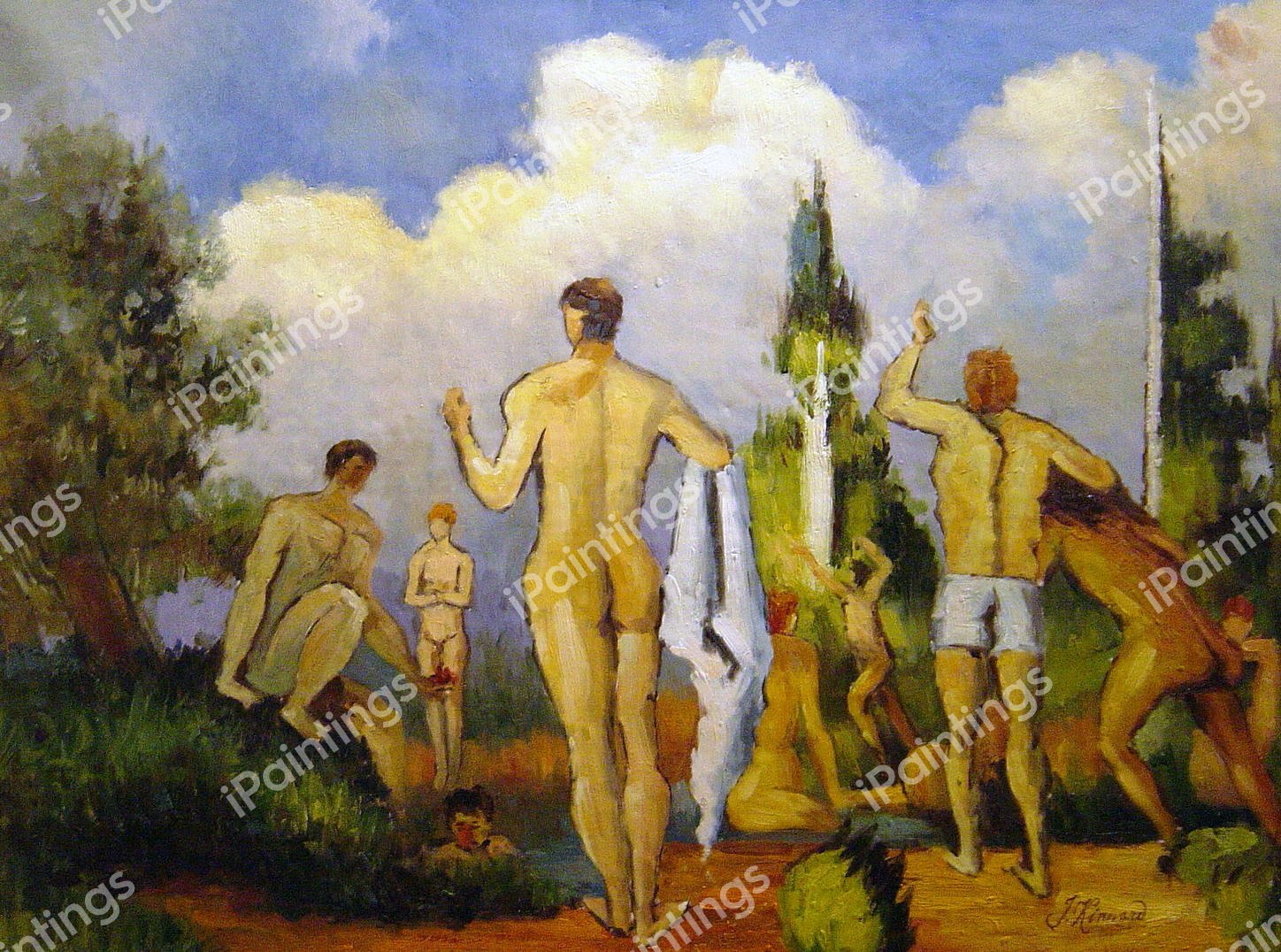 The Bathers. The painting by Paul Cezanne