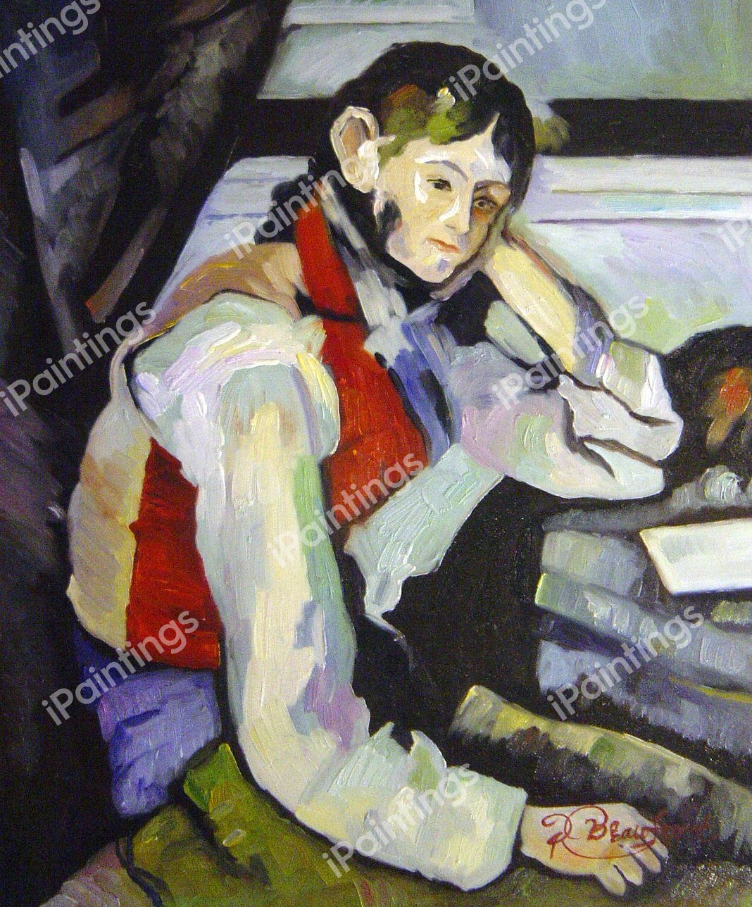 The Boy In A Red Waistcoat. The painting by Paul Cezanne