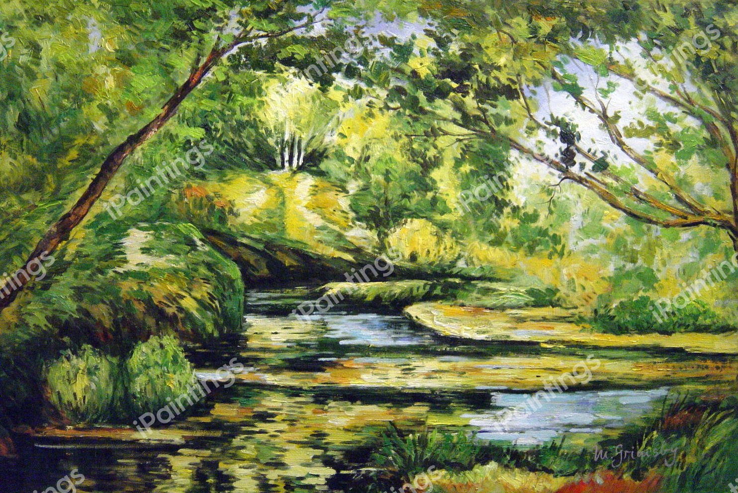 Cezanne The Brook Landscape Wall Art Canvas Print 18X24 In