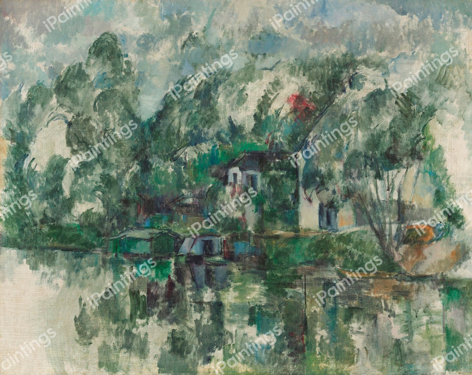 The Edge of the Water. The painting by Paul Cezanne