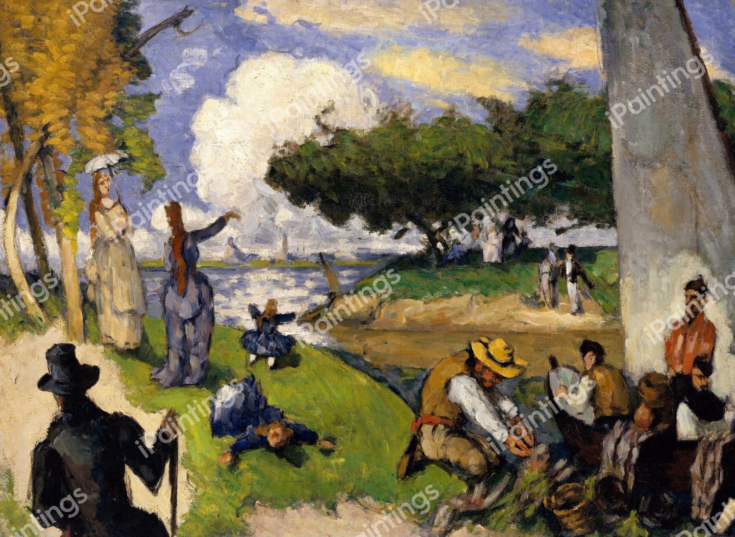 The Fishermen (Fantastic Scene). The painting by Paul Cezanne