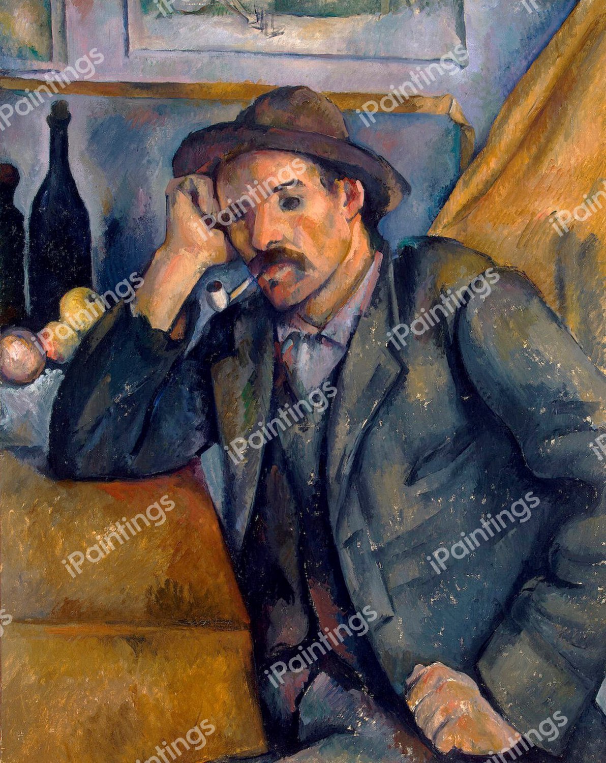 The Pipe Smoker . The painting by Paul Cezanne