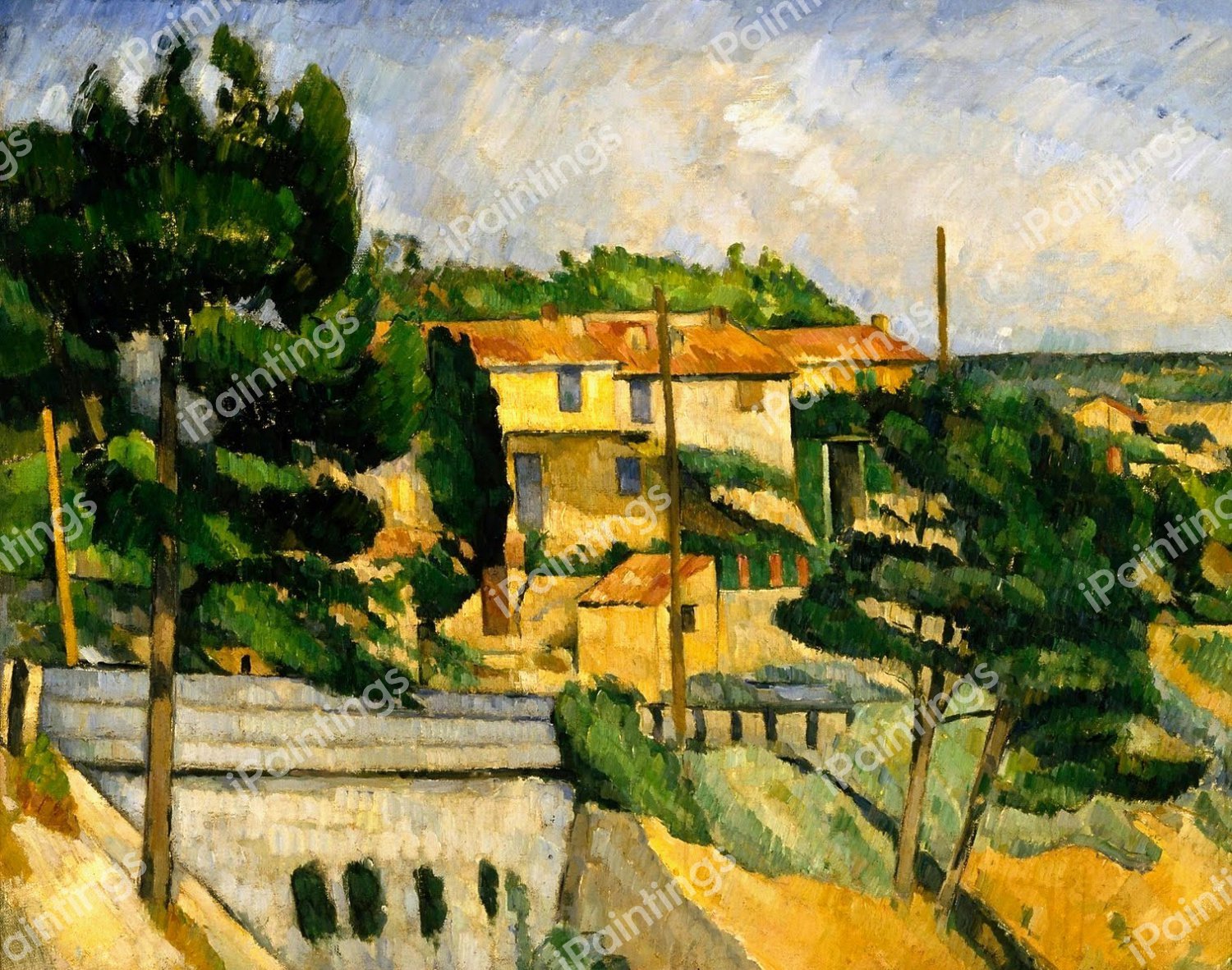 The Road Bridge at L'Estaque. The painting by Paul Cezanne