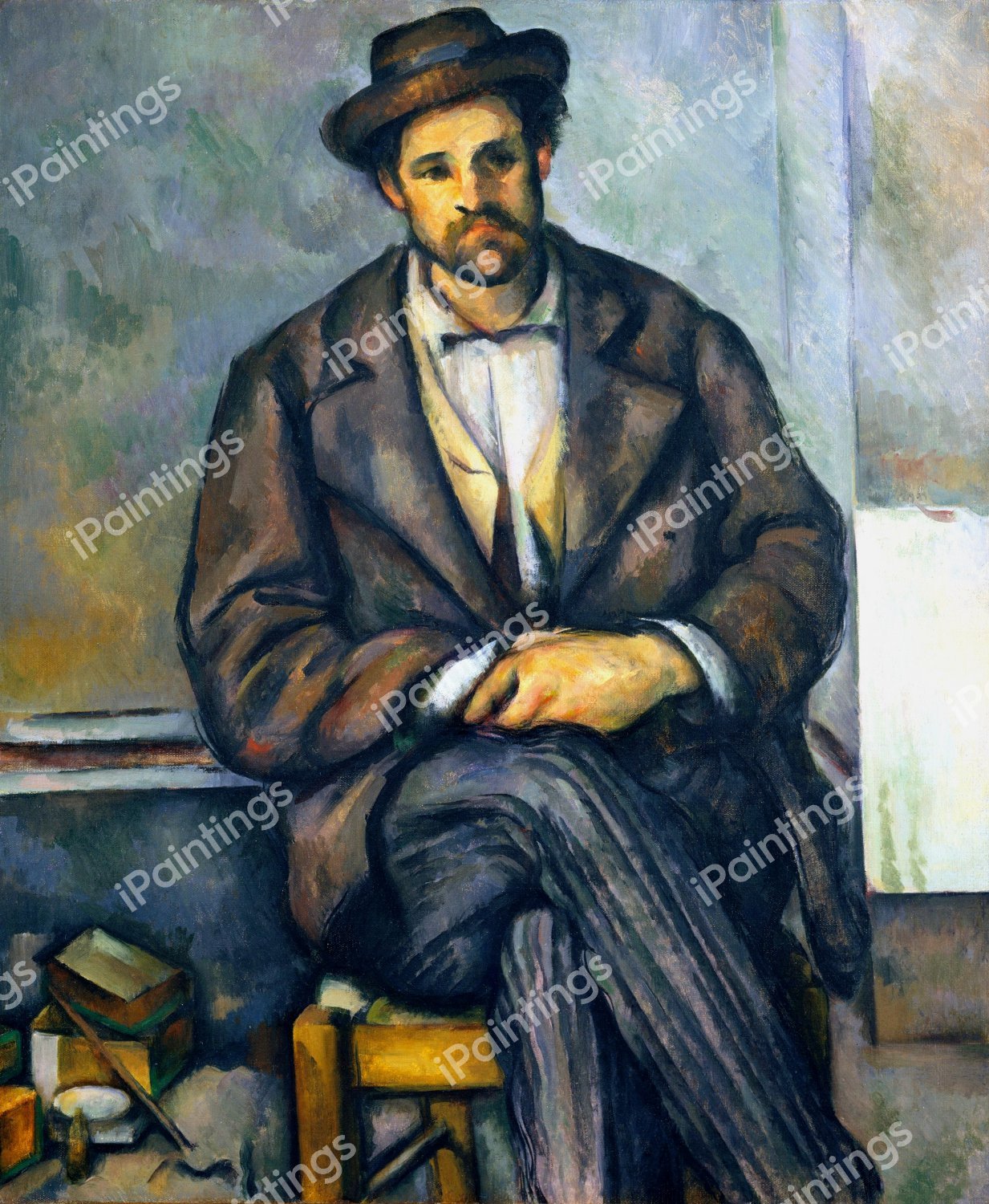 The Seated Peasant. The painting by Paul Cezanne