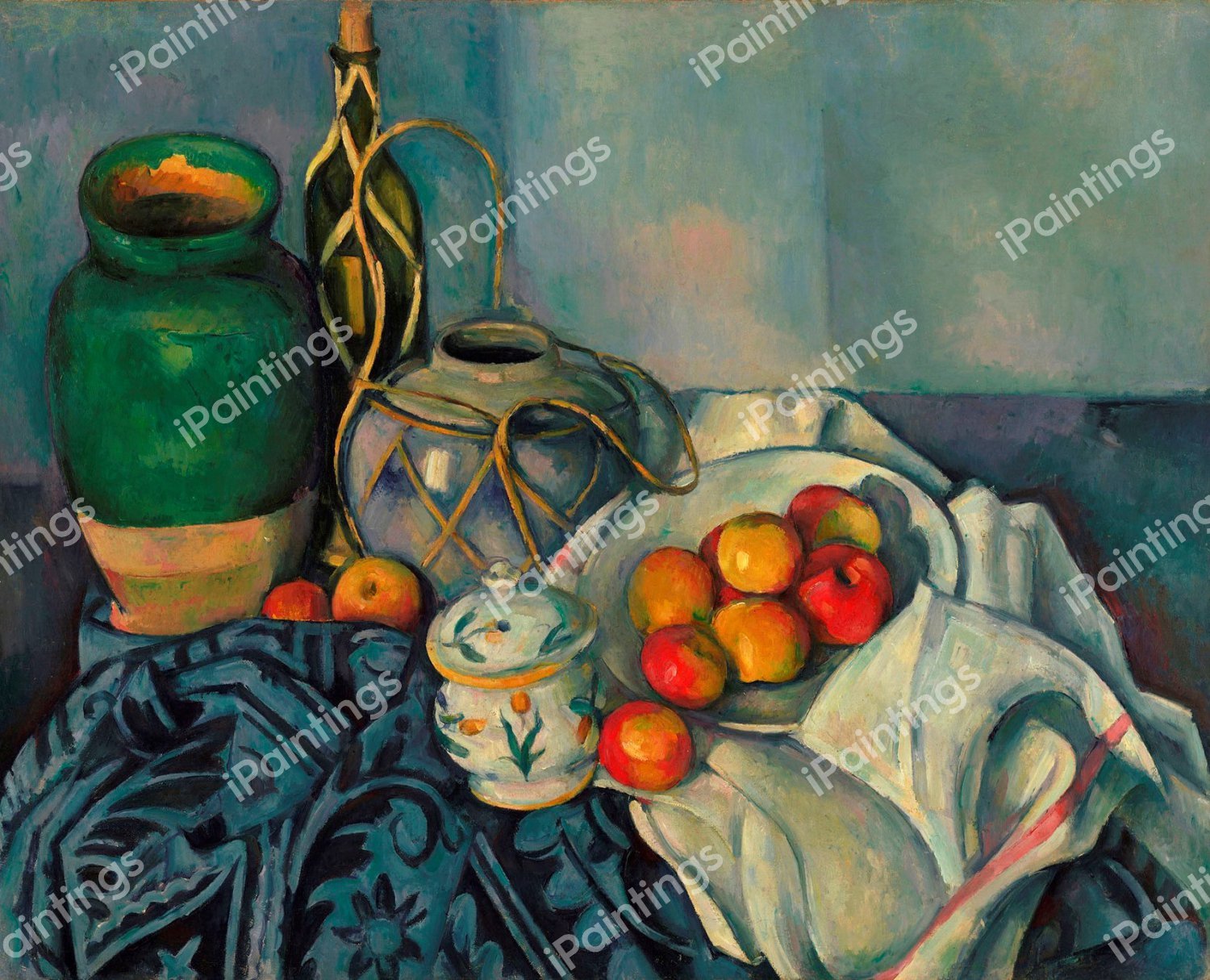 The Still Life with Apples. The painting by Paul Cezanne