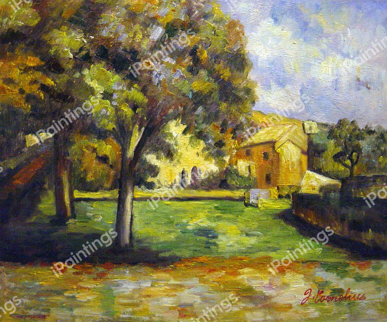 Trees In The Park. The painting by Paul Cezanne