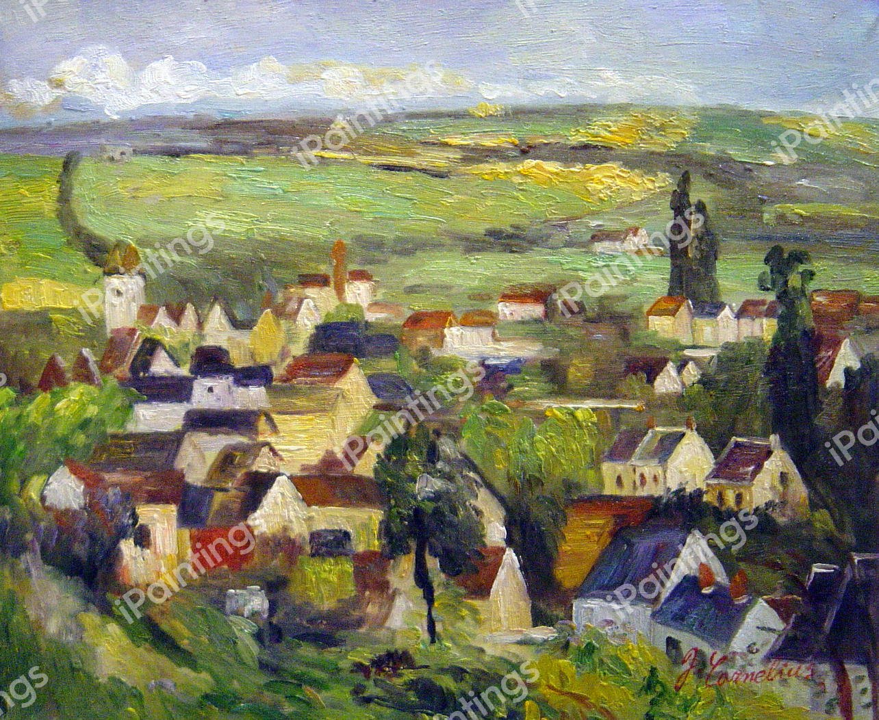 View Of Auvers. The painting by Paul Cezanne