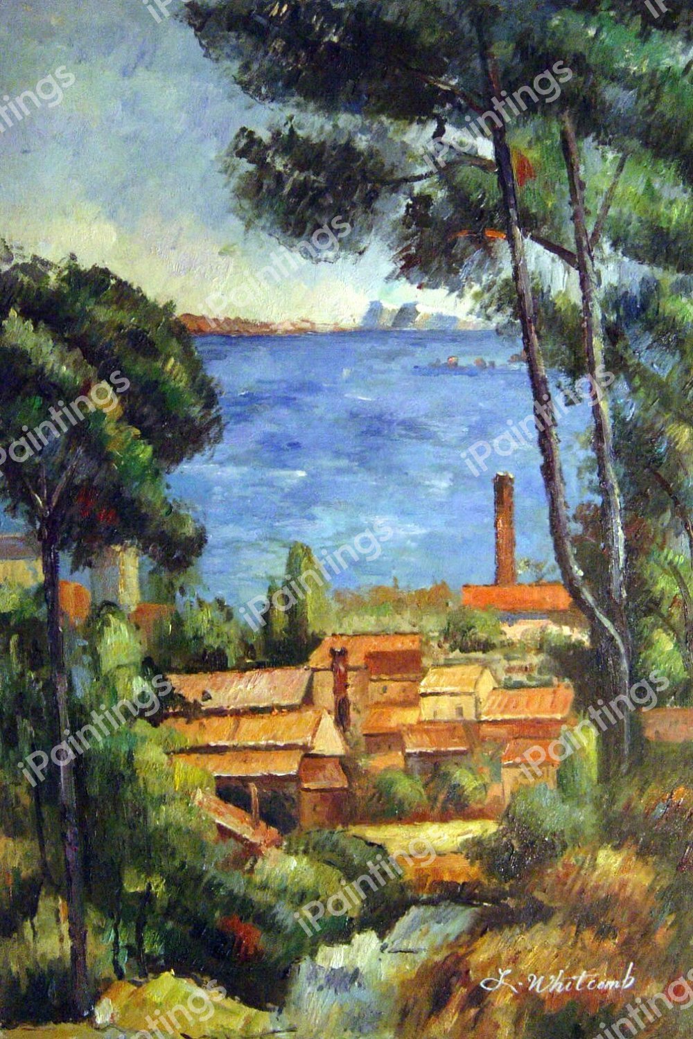 View Through Trees, L'Estaque. The painting by Paul Cezanne