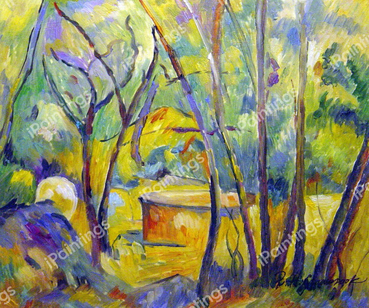 Well, Millstone And Cistern Under Trees. The painting by Paul Cezanne