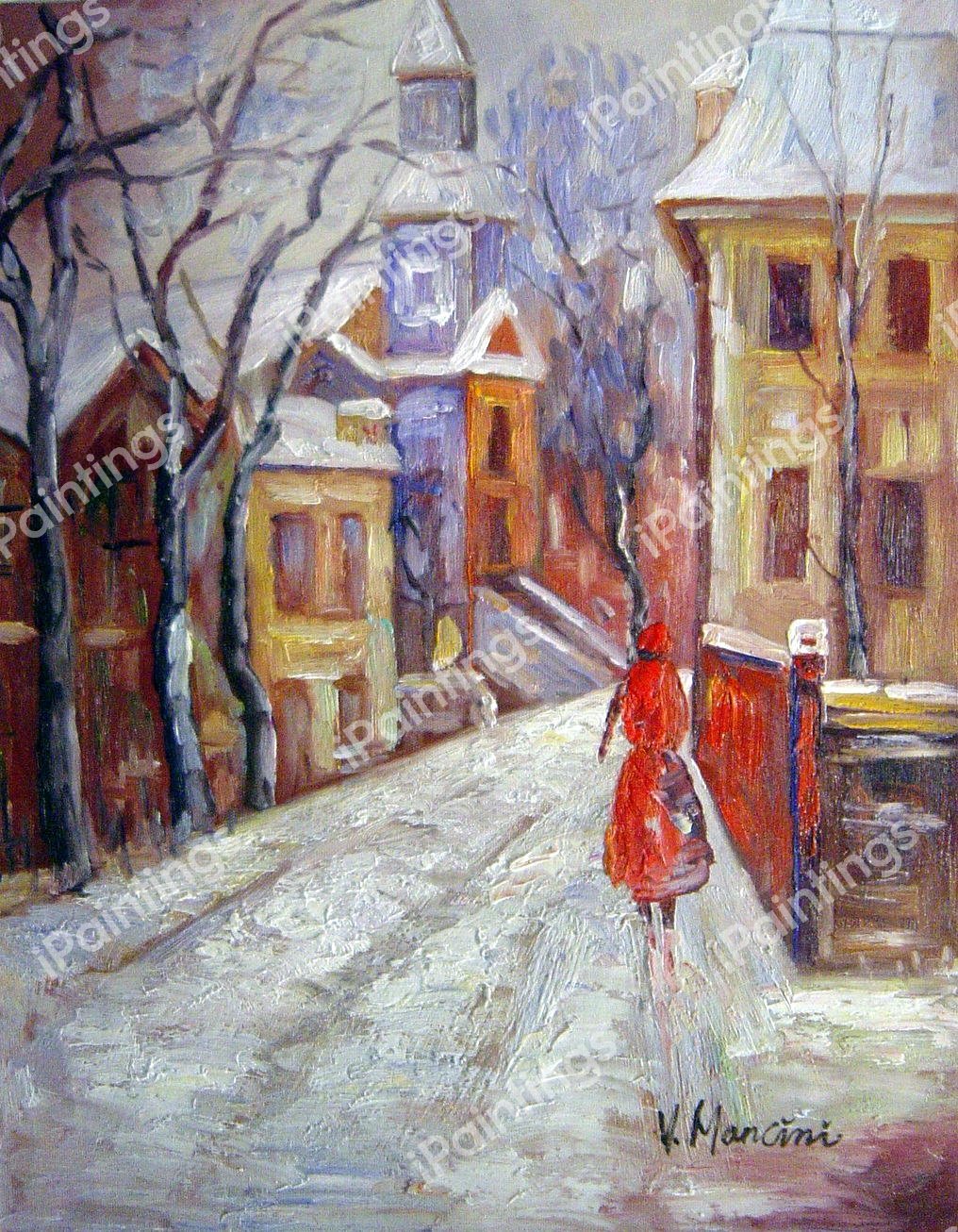 Gloucester In December. The painting by Paul Cornoyer